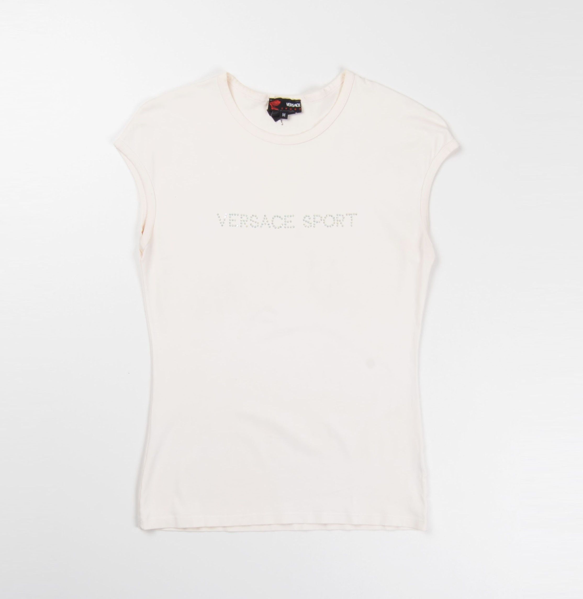 Versace Jeans Couture Vintage Versave Sport Y2K Rhinestone Logo Milky Top Size M / US 6-8 / IT 42-44 - 4 Thumbnail