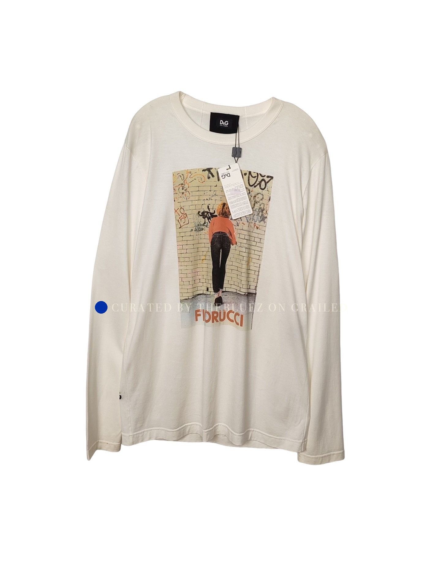 Dolce & Gabbana White Long Sleeve Graphic Print Shirt Size US L / EU 52-54 / 3 - 1 Thumbnail