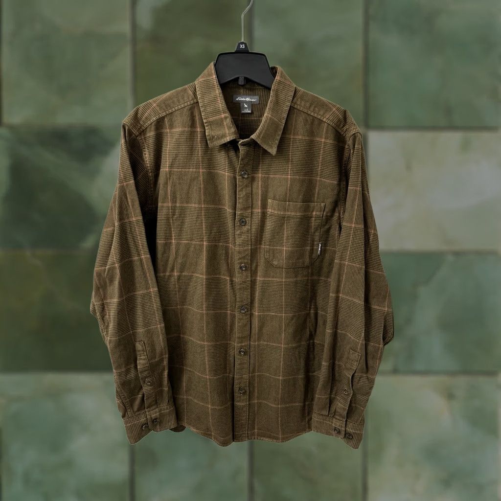 Eddie Bauer Eddie Bauer Button-Down Shirt Mens L Flannel Brown Plaid Houndstooth Long Sleeve Casual Workwear Size US L / EU 52-54 / 3 - 1 Thumbnail