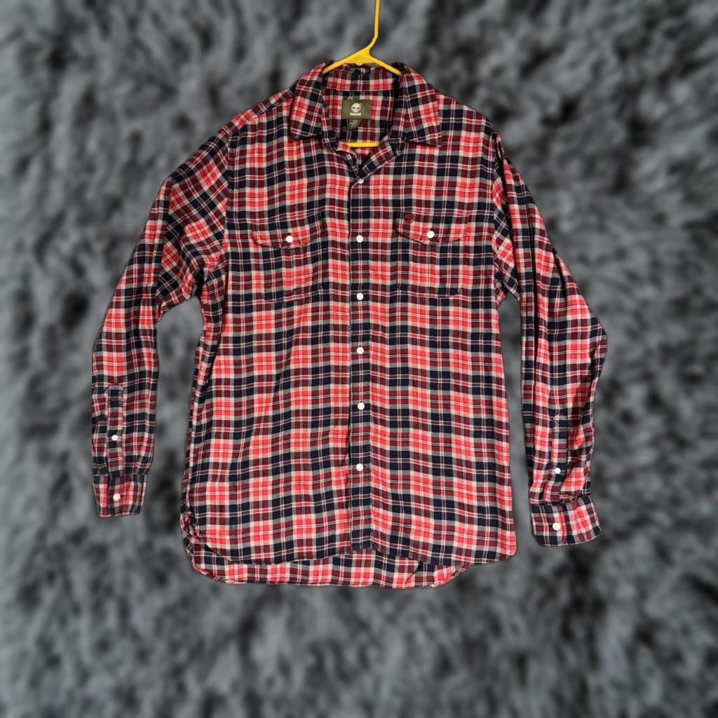 Timberland Timberland Button Up Shirt Mens S Plaid Grunge Streetwear 2010s Red Cotton Flannel Long Sleeve Button-Down Casual Casual Mens Red Plaid Shirt Size US S / EU 44-46 / 1 - 1 Thumbnail
