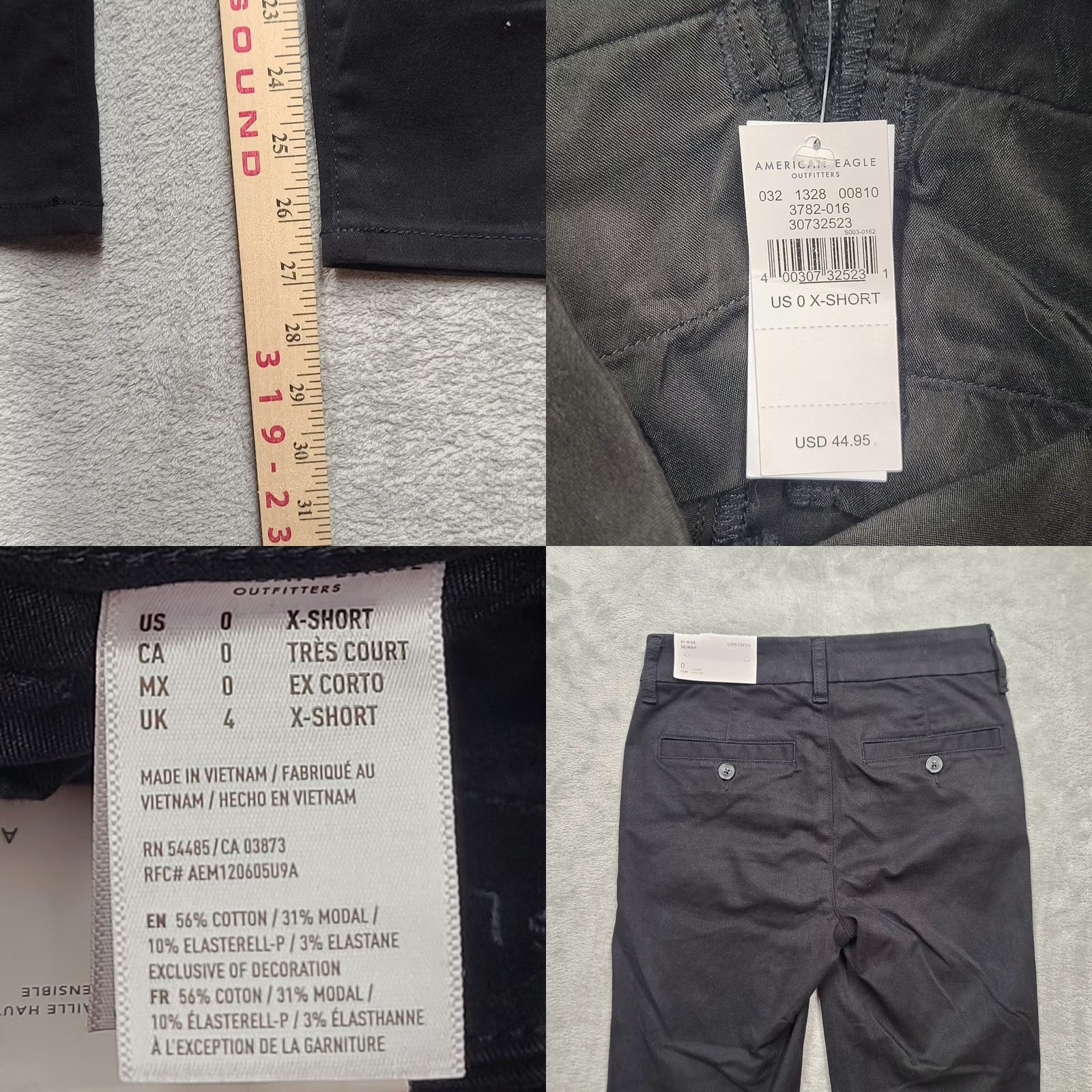 American Eagle Outfitters VINTAGE American Eagle Jeans Womens 25x27 Skinny High Rise Tapered Leg Super Stretch Jeans Black 90s Womens Size 42" / US 20 - 8 Thumbnail