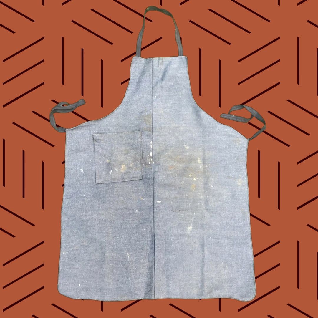 Garage VINTAGE 40s 50s Red Denim Selvedge Bartender Work Apron | Garage Shop | Unisex | SEE MEASUREMENTS Size ONE SIZE - 1 Thumbnail