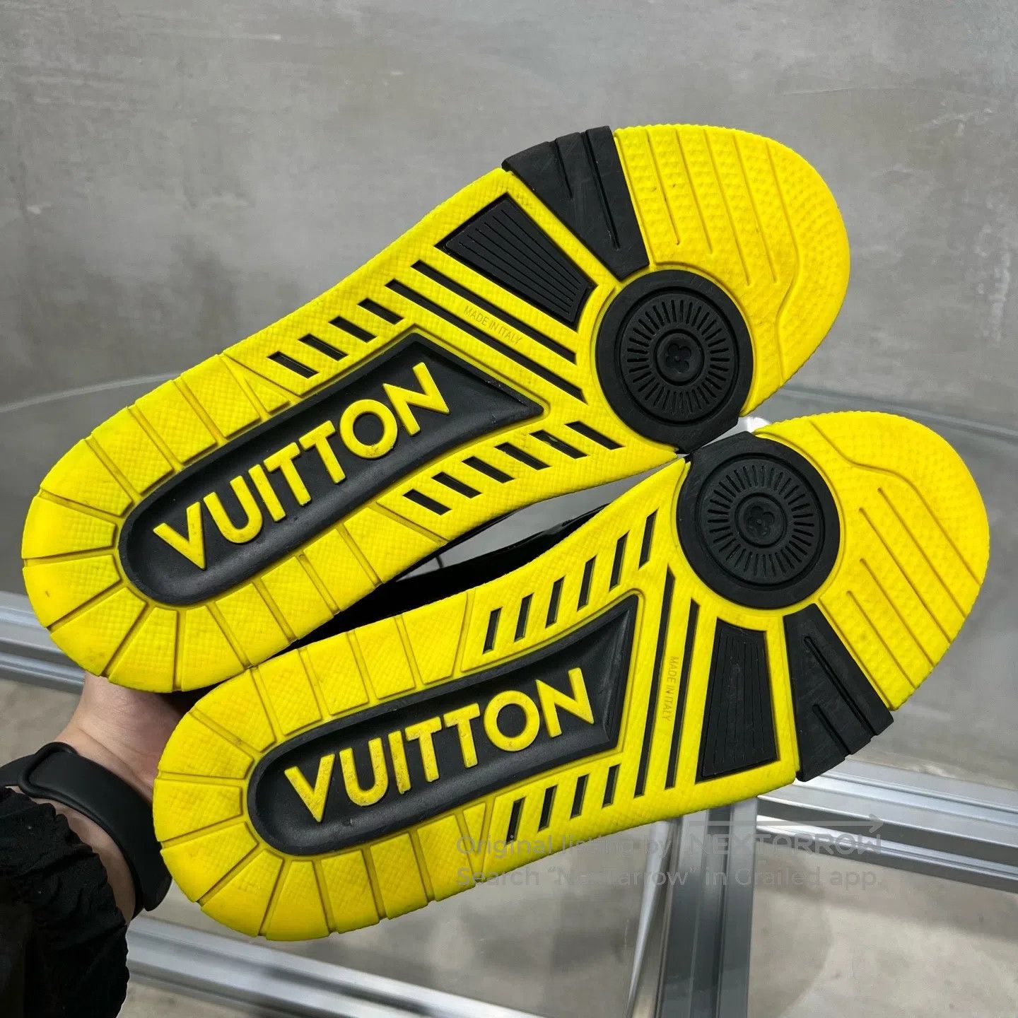 Louis Vuitton Louis Vuitton Trainer: Black and yellow painted leather sh Size US 7 / EU 40 - 7 Thumbnail