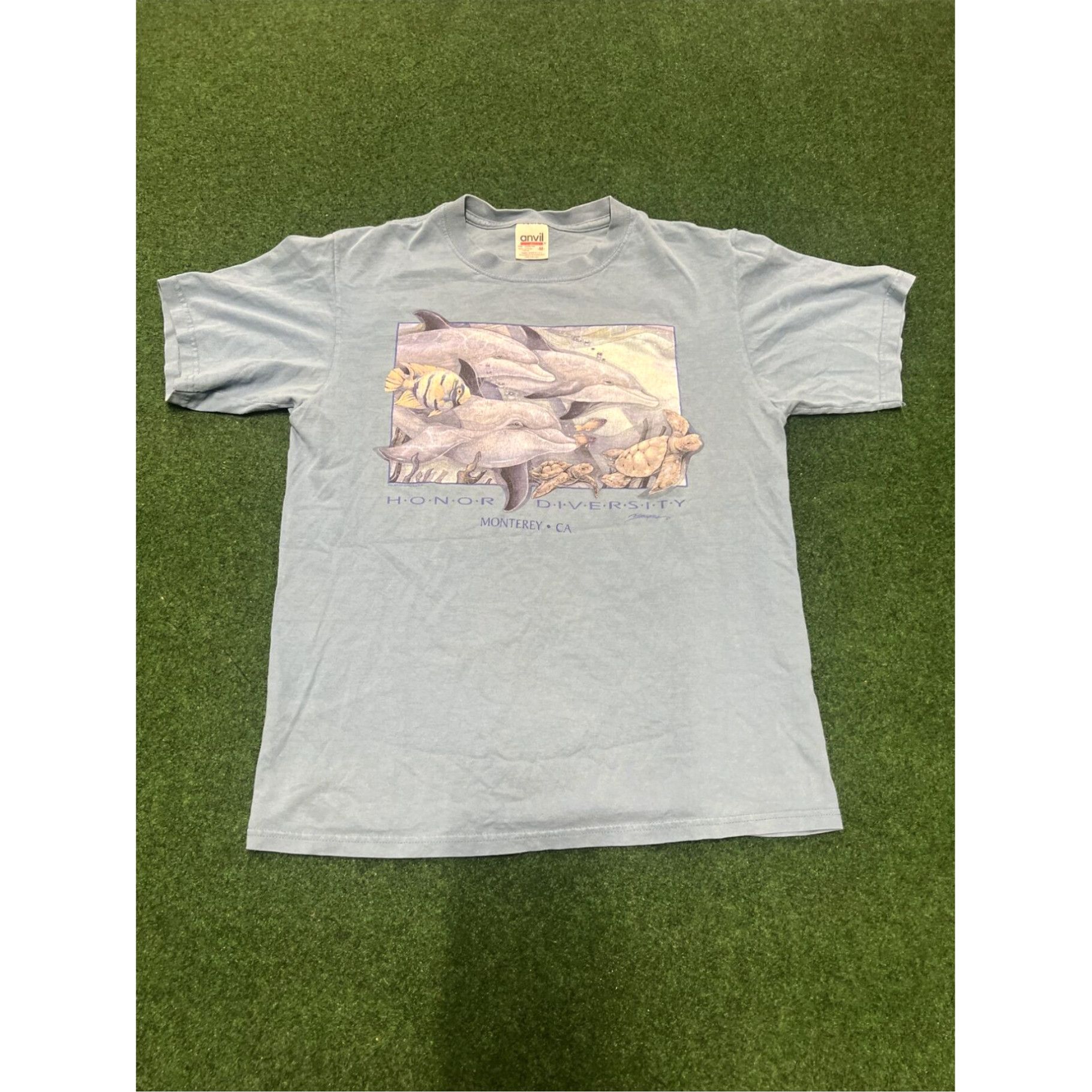Vintage Vintage Monterey California Size Medium Honor Diversity Whales Fish Turtles Blue Size US M / EU 48-50 / 2 - 1 Thumbnail