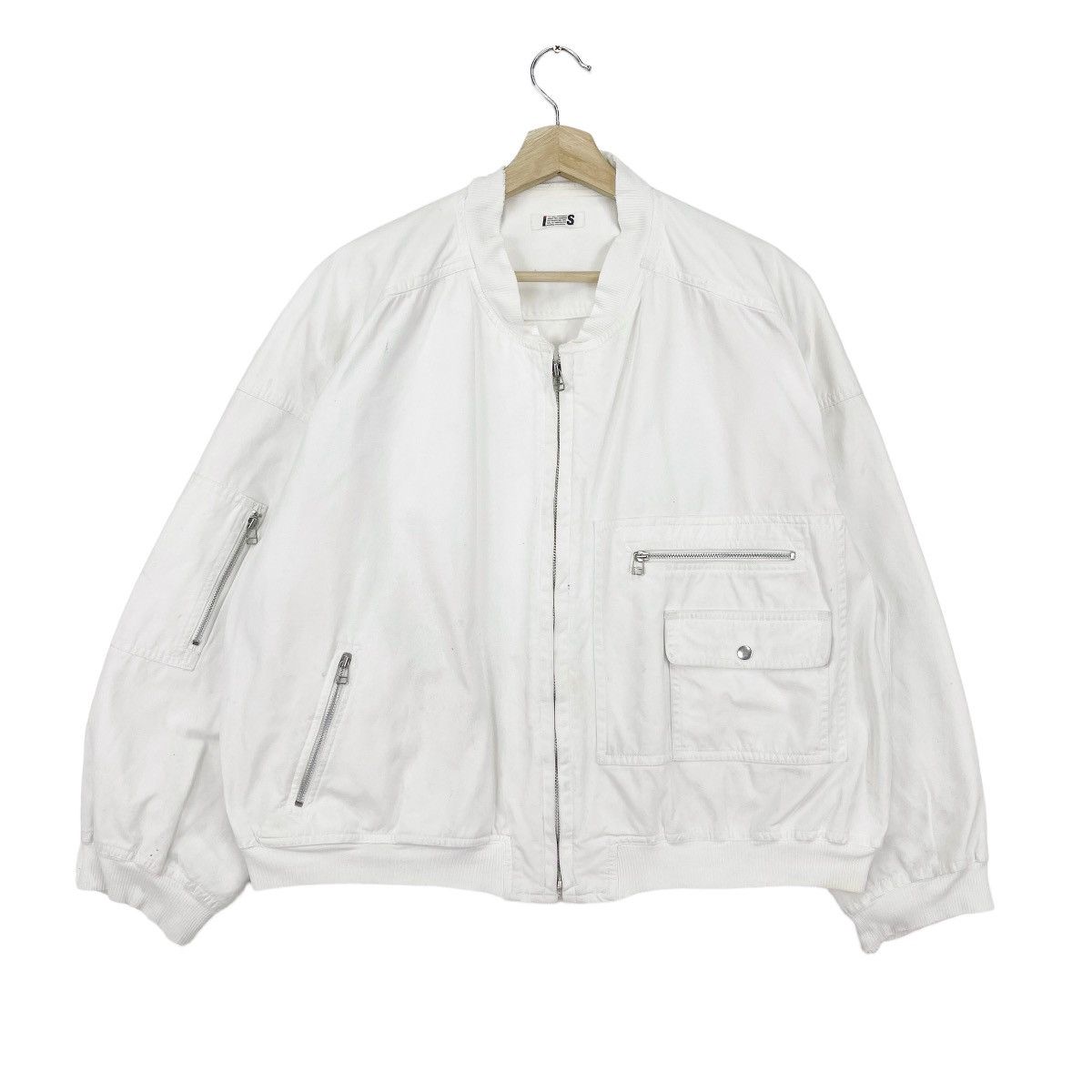 Issey Miyake 1980 White Cotton Bomber Jacket Size US L / EU 52-54 / 3 - 3 Thumbnail