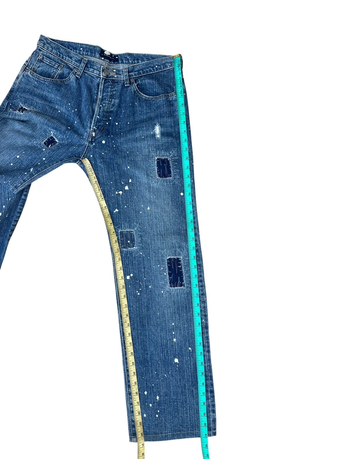Global Work Global Work Painter Distressed Patchwork Denim Jeans Size US 34 / EU 50 - 6 Thumbnail
