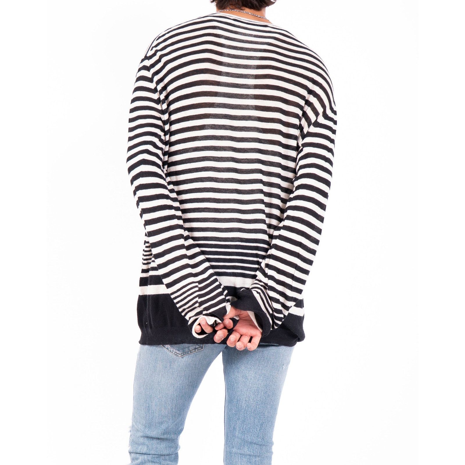 Haider Ackermann SS16 Striped Longsleeve in Black & White Wool Size US M / EU 48-50 / 2 - 4 Thumbnail