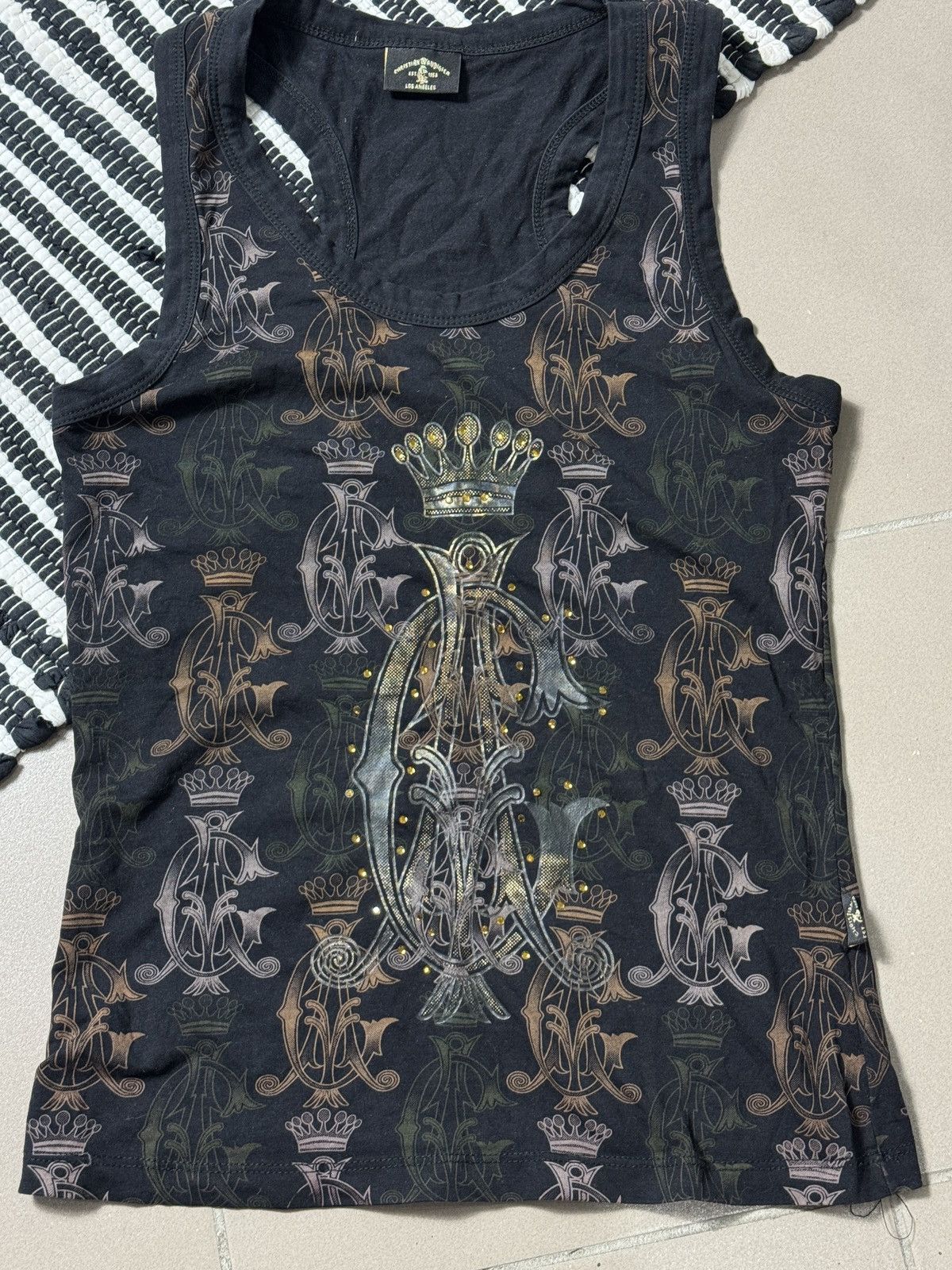 Christian Audigier VINTAGE CHRISTIAN AUDIGIER MONOGRAM TANK TOP Size L / US 10 / IT 46 - 3 Thumbnail