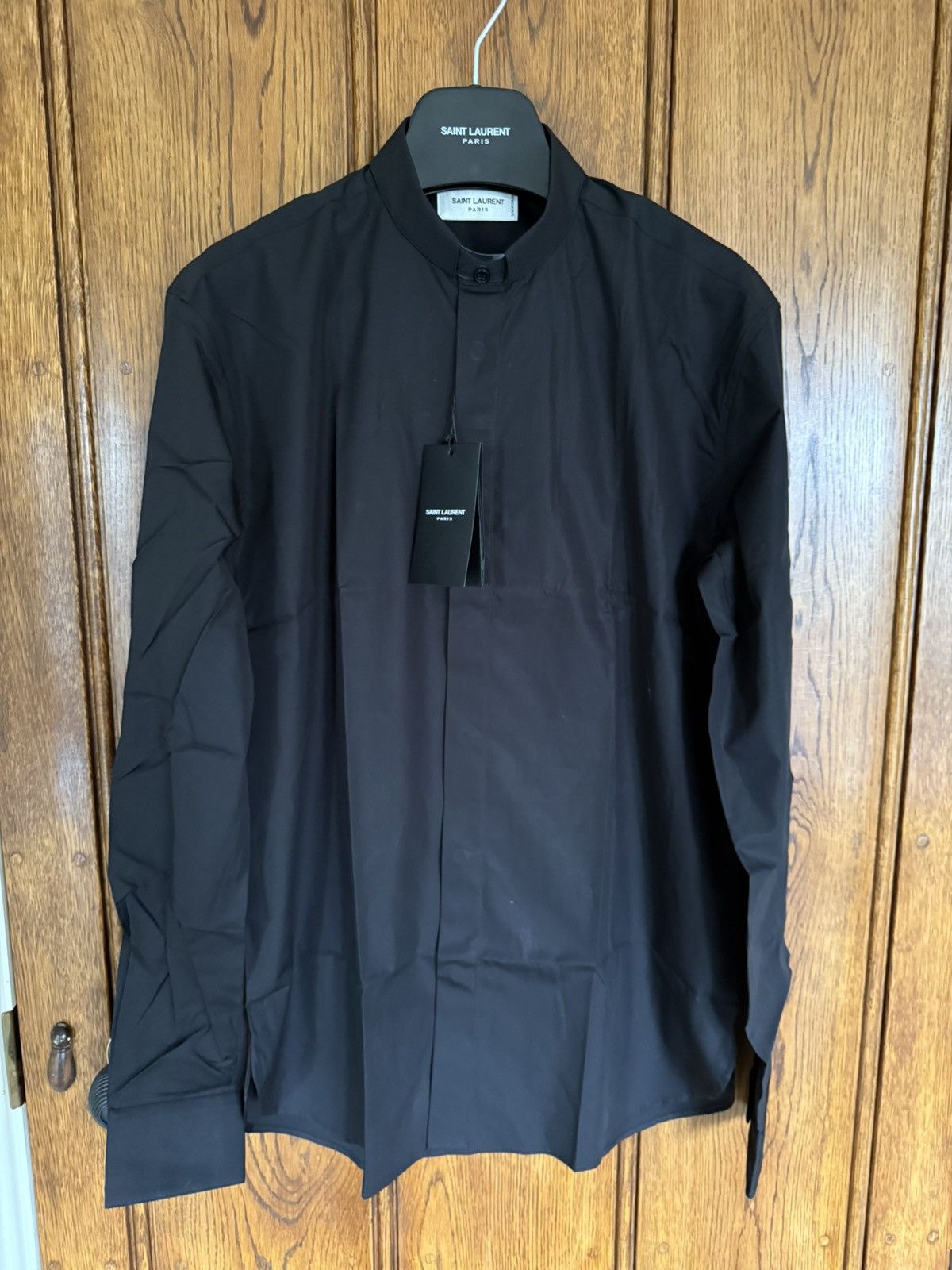 Saint Laurent Paris FW19 Saint Laurent black fixed collar shirt 38 grail Size 38R - 11 Thumbnail