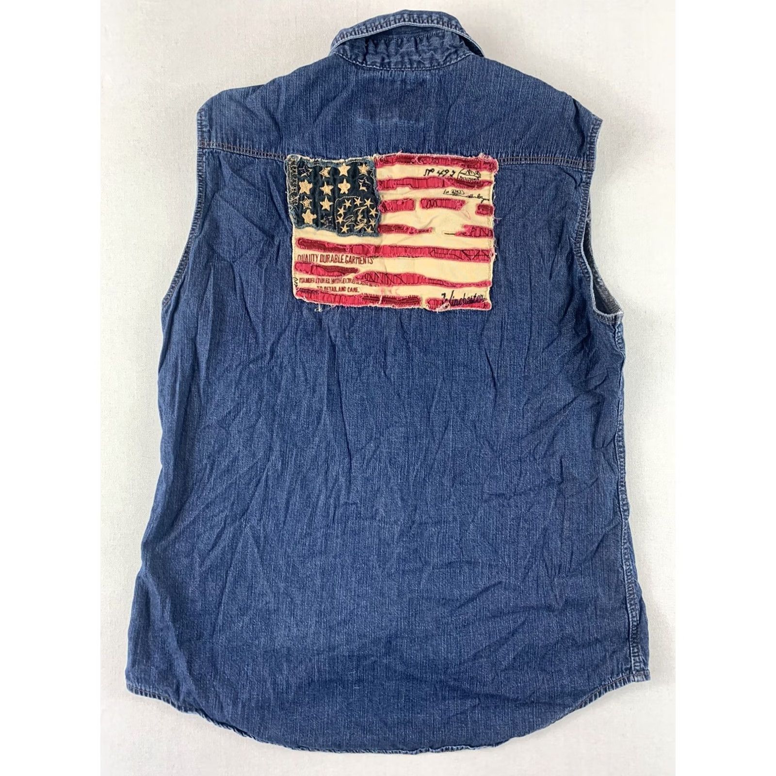 Denime WINCHESTER VEST DENIM WOMENS MEDIUM BLUE USA FLAG PATCH PEARL SNAP Size M / US 6-8 / IT 42-44 - 2 Thumbnail