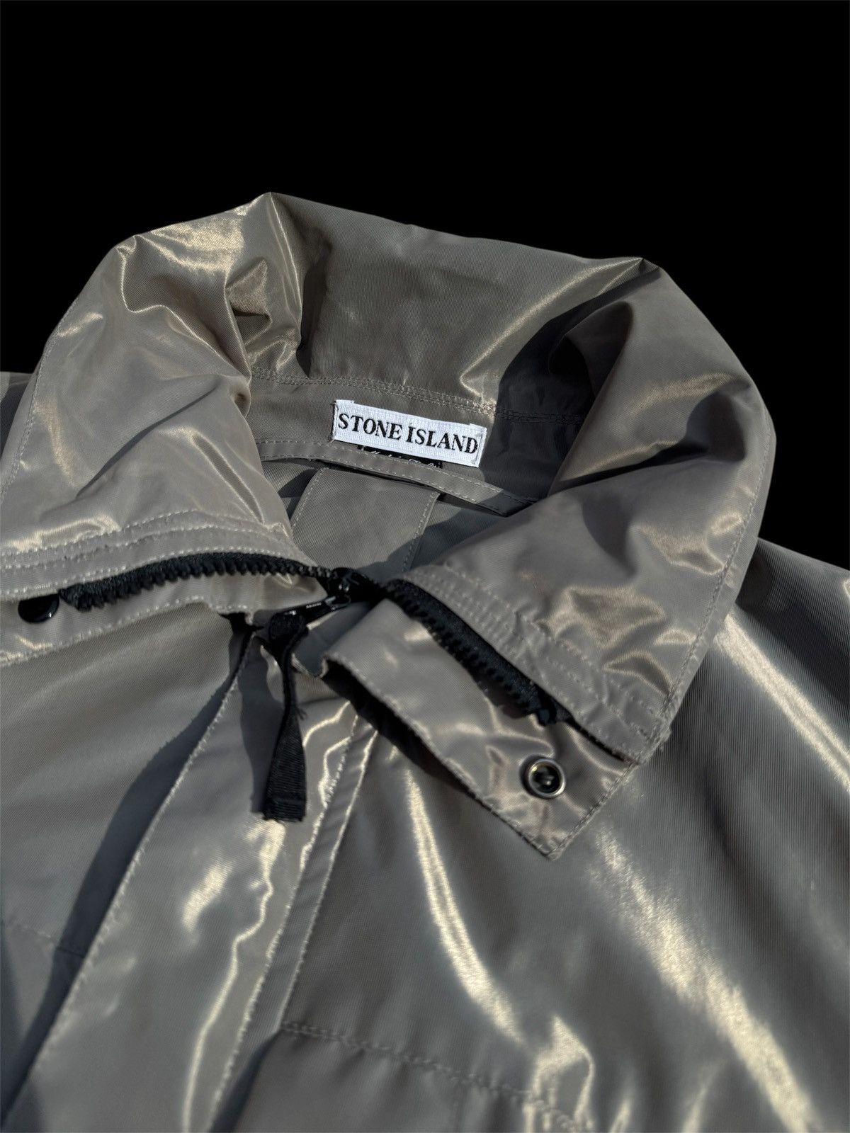 Stone Island 🩶 Stone Island Vintage Regenmantel/Jacke (M) Silbergrau Size 50R - 3 Thumbnail