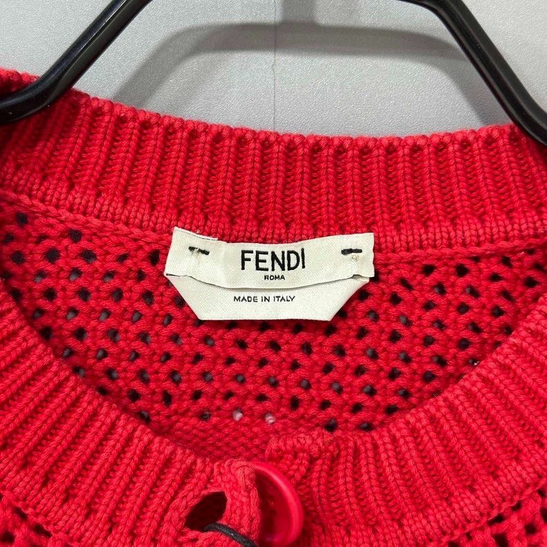 Fendi Red Heart Knit Cardigan Fendi Size M / US 6-8 / IT 42-44 - 3 Thumbnail