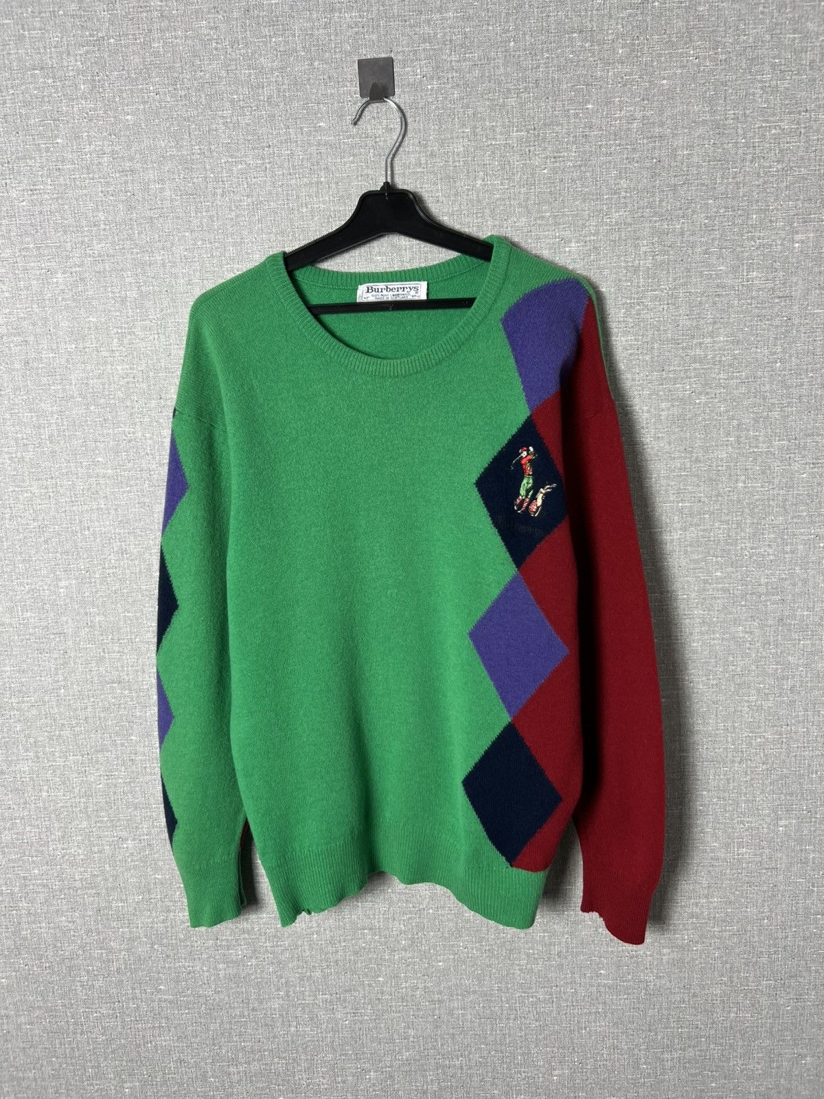 Vintage Burberrys Golf Crewneck Wool Knit Sweater Scotland