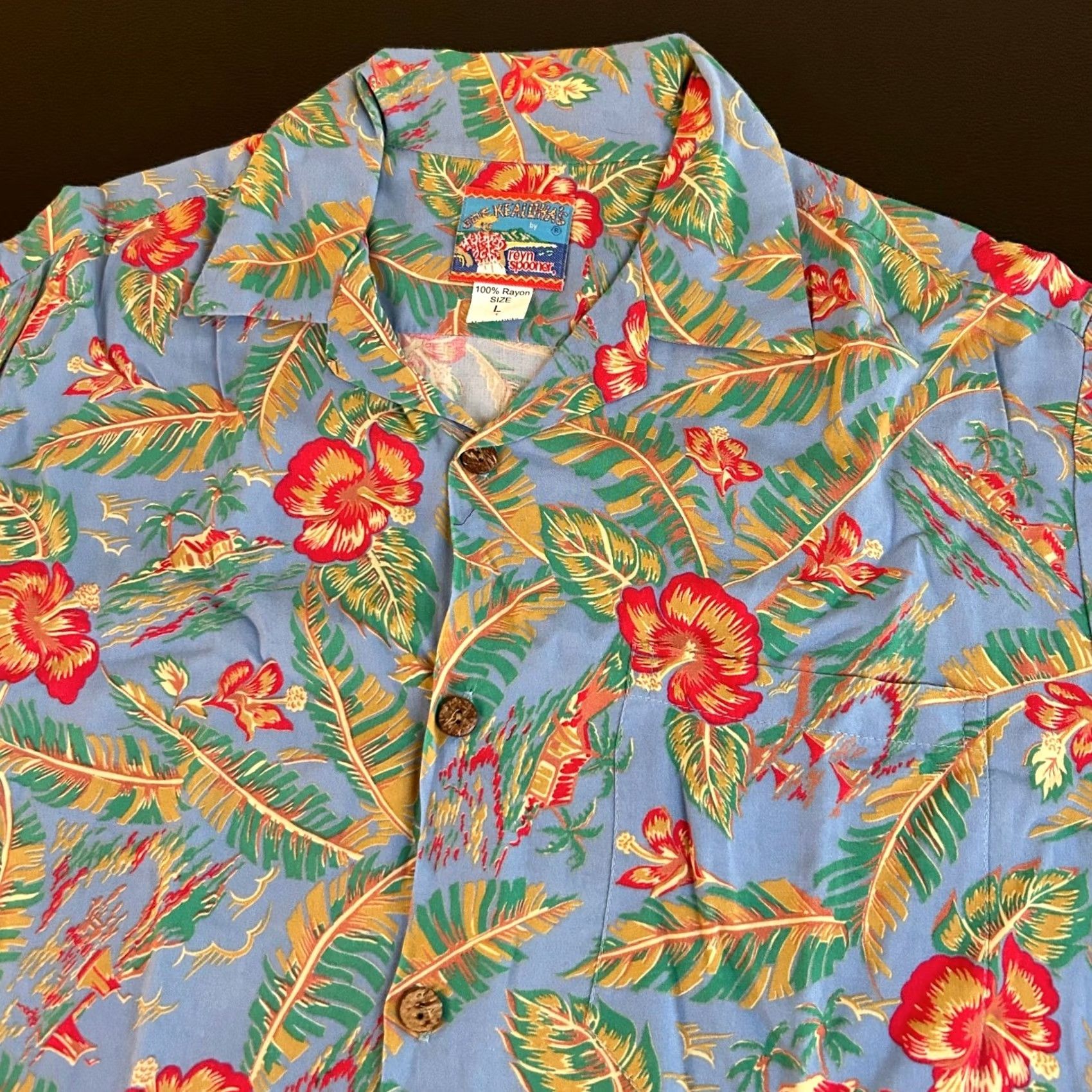 Reyn Spooner Reyn Spooner Joe Kealoha's Hawaiian Shirt Button Up Floral Blue Red Mens Large Size US L / EU 52-54 / 3 - 2 Thumbnail