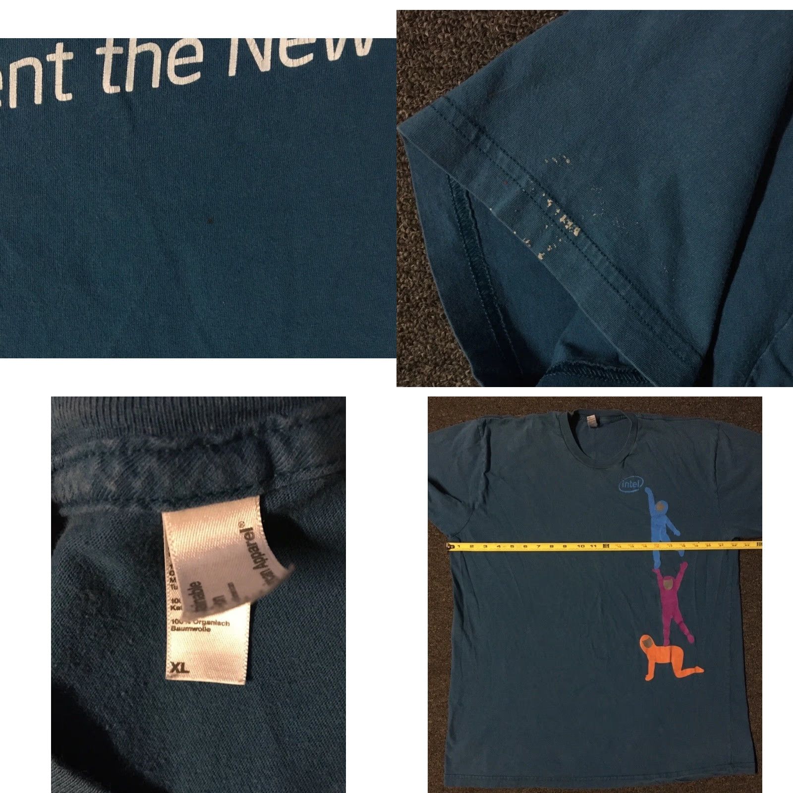 Apple VINTAGE Intel Faded Promo Shirt XL Blue Crew Neck Short Sleeve T-Shirt Men 80s 90s Grunge Rock Hip Hop Electronics Retro Funny Size US XL / EU 56 / 4 - 9 Thumbnail