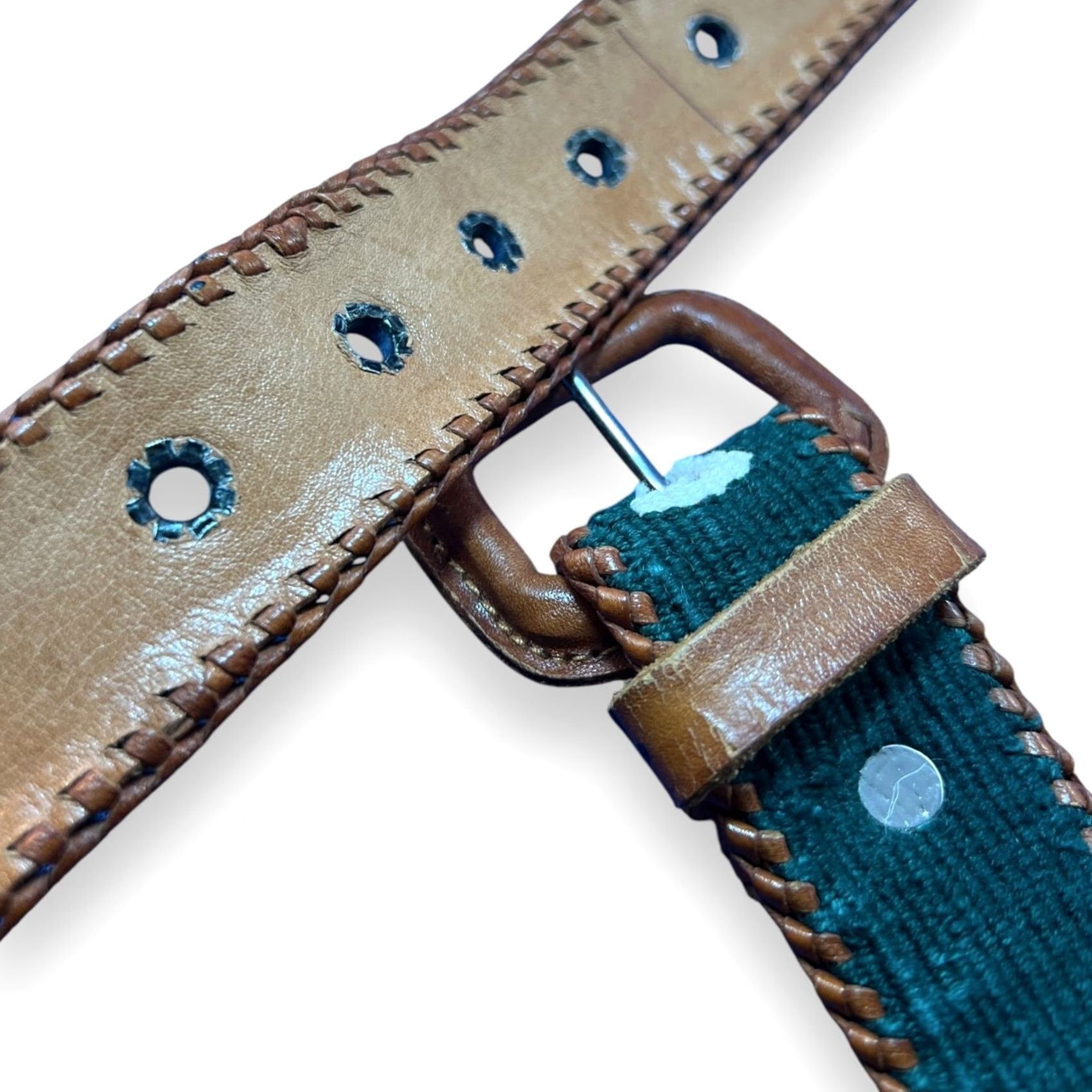 Vintage VINTAGE Style Belt Womens M Green Southwestern Leather Chicchan Handcrafted Belt Western Belt Size ONE SIZE - 6 Thumbnail