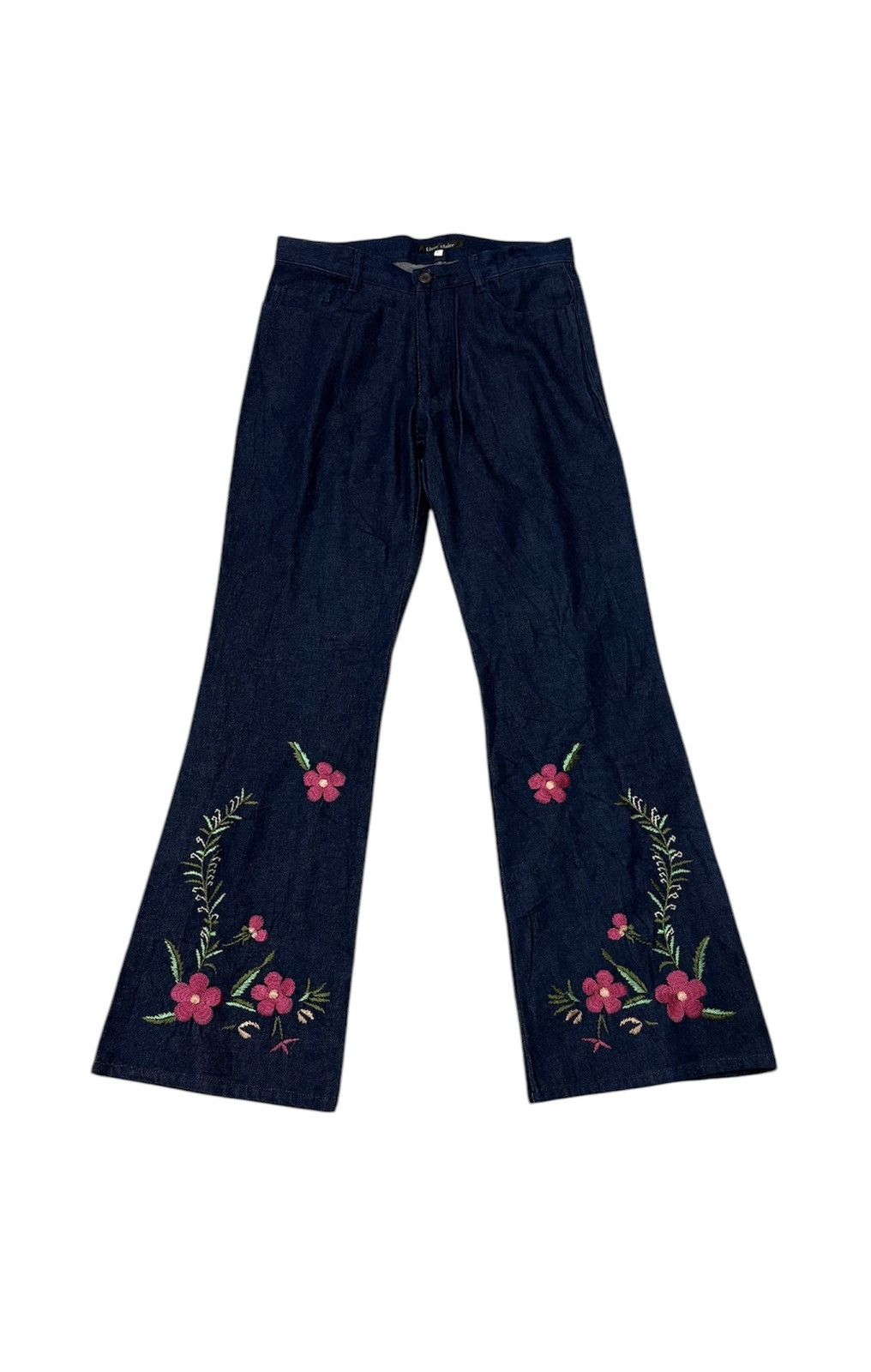 LIVRE CLAIRE hagi flared denim pant flower embroidery