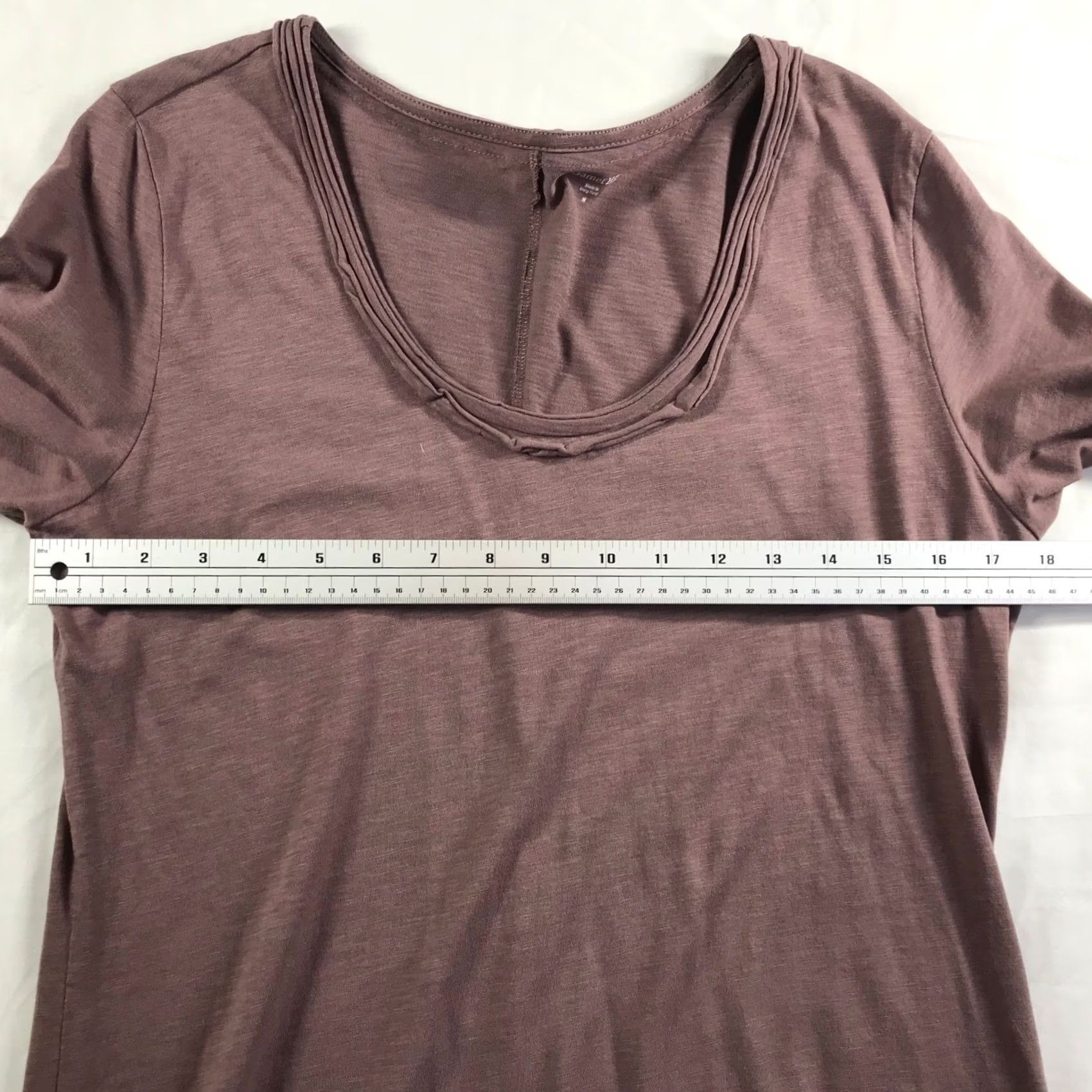 Vintage Garnet Hill Mauve Plum Cotton Modal Pleated Scoop Neck 3/4 Sleeve Shift Dress M Womens Size M / US 6-8 / IT 42-44 - 3 Thumbnail