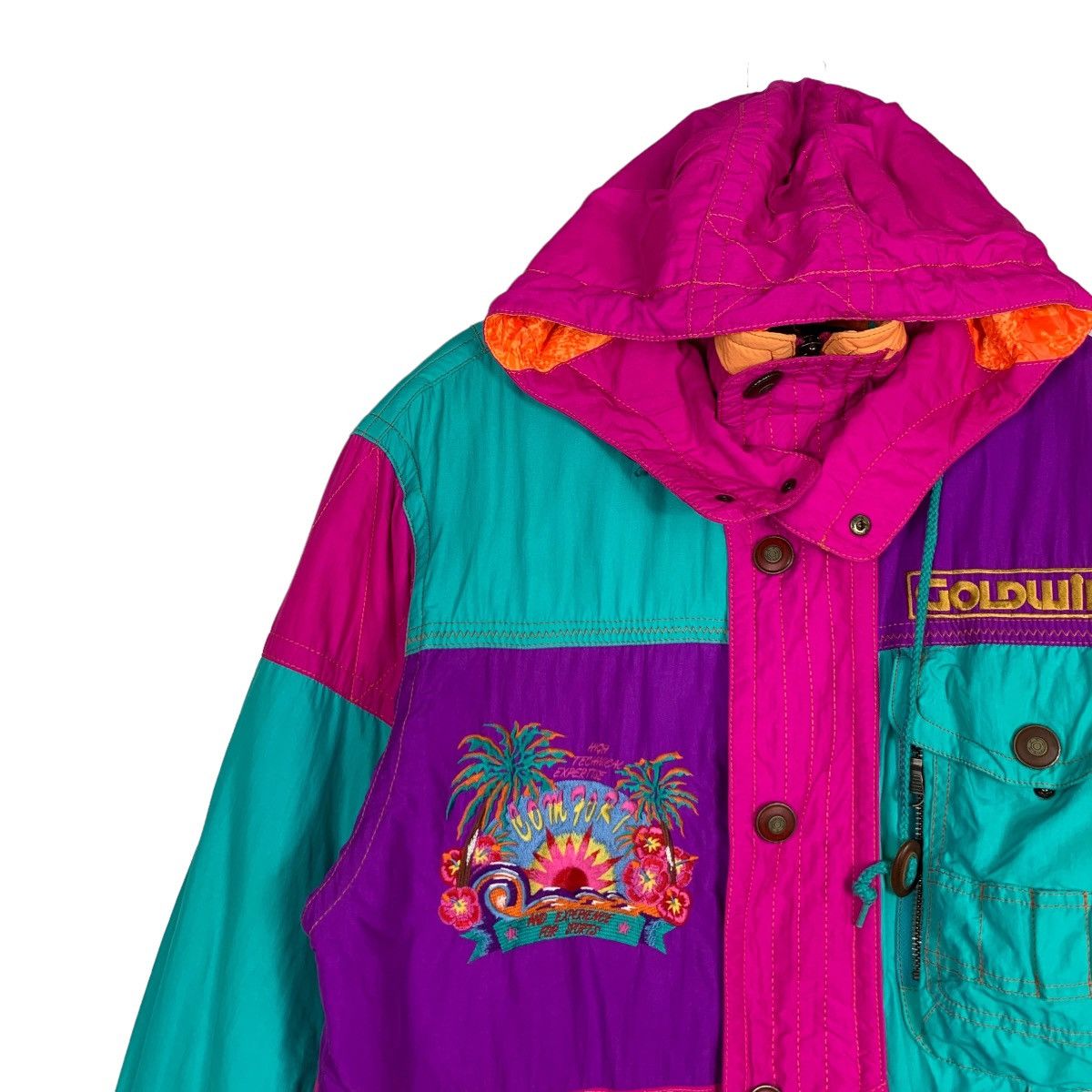 Goldwin GOLDWIN Premier Mix Multicolor Hooded Ski Jacket #0068-C4 Size US L / EU 52-54 / 3 - 7 Thumbnail