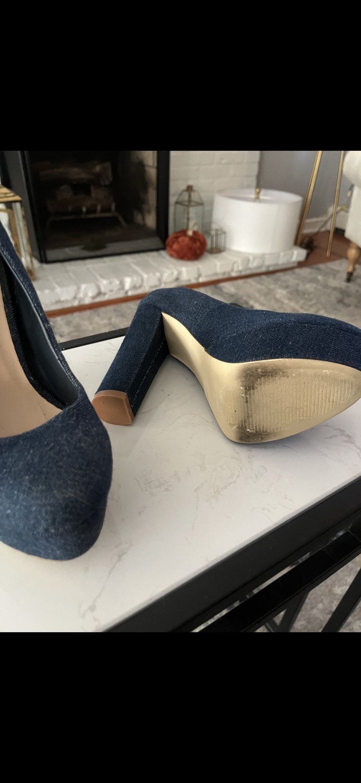 Fashion Nova Dark Denim Heels Size US 6.5 / IT 36.5 - 3 Thumbnail
