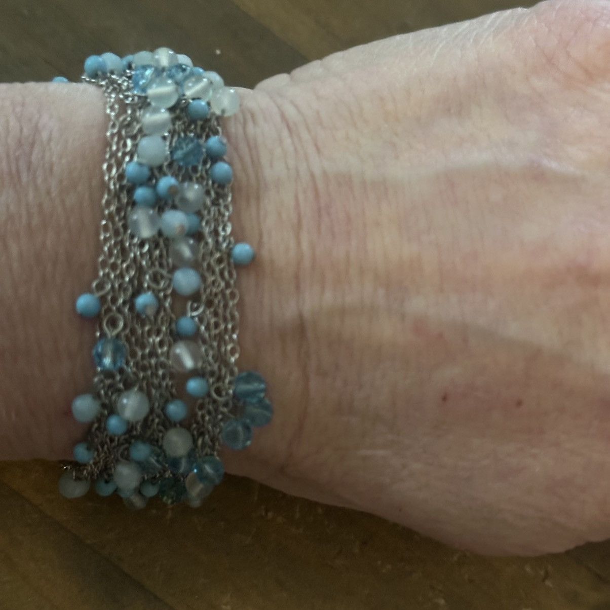 Other Silver tone multi strand blue dangle bead bracelet Size ONE SIZE - 3 Thumbnail