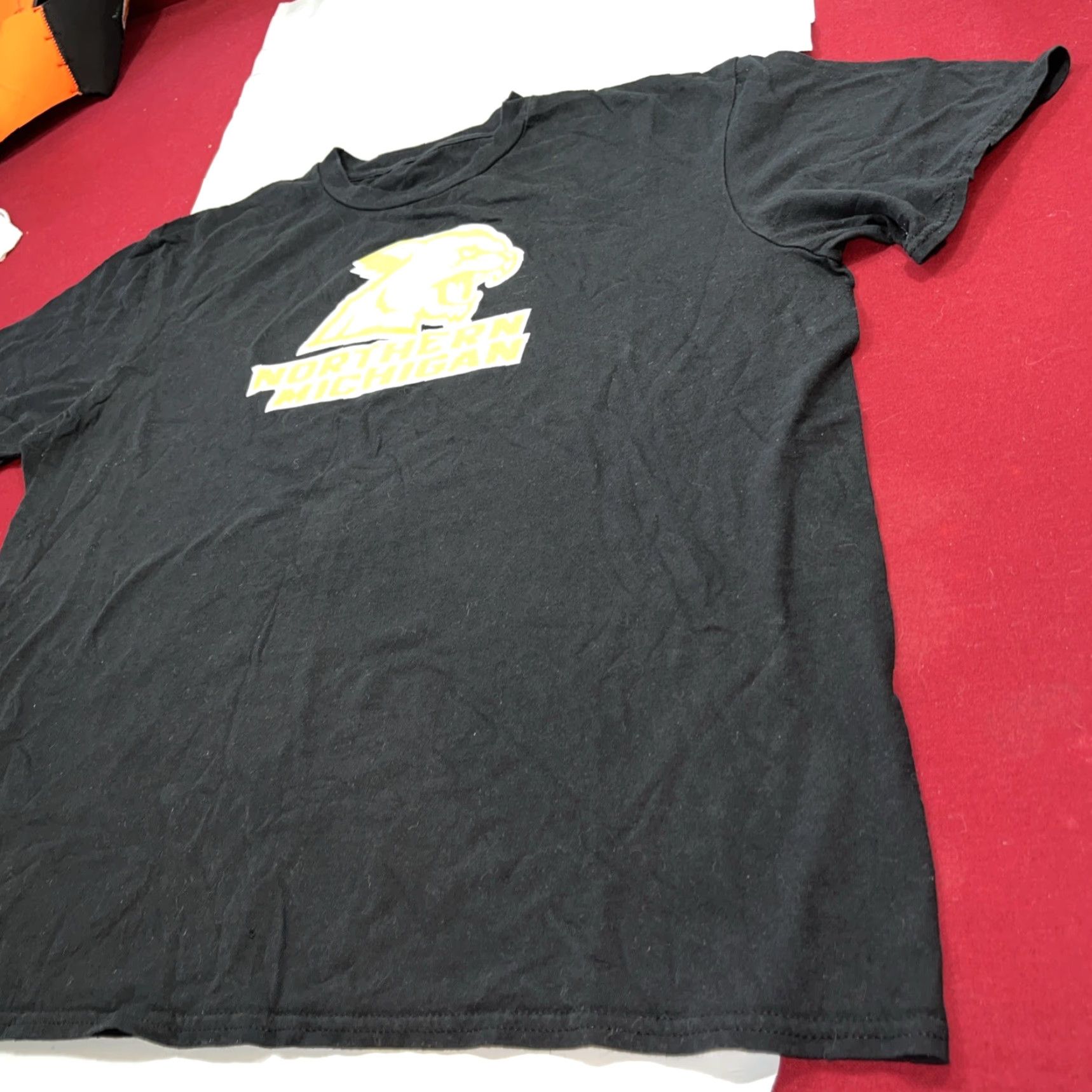 Fruit Of The Loom NORTHERn MICHIGAN UNIVERSITY T Shirt Mens L yellow CAT Logo Front cotton NMU Logo University Men Short Sleeve Crew Neck All Seasons Size US L / EU 52-54 / 3 - 4 Thumbnail