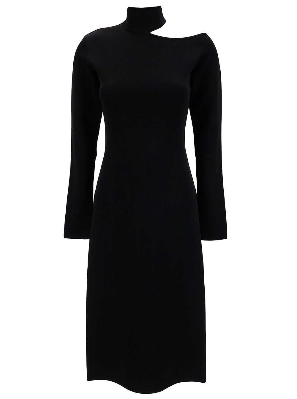 Salvatore Ferragamo Midi Black Dress with Cut-Out and Long Sleeve in Viscose Blend Woman Size S / US 4 / IT 40 - 1 Thumbnail