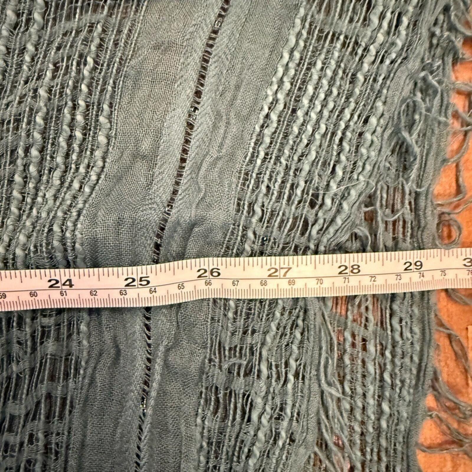 Free People Free People Teal Fringe Open Knit Poncho Cover Up OS Size ONE SIZE - 8 Thumbnail