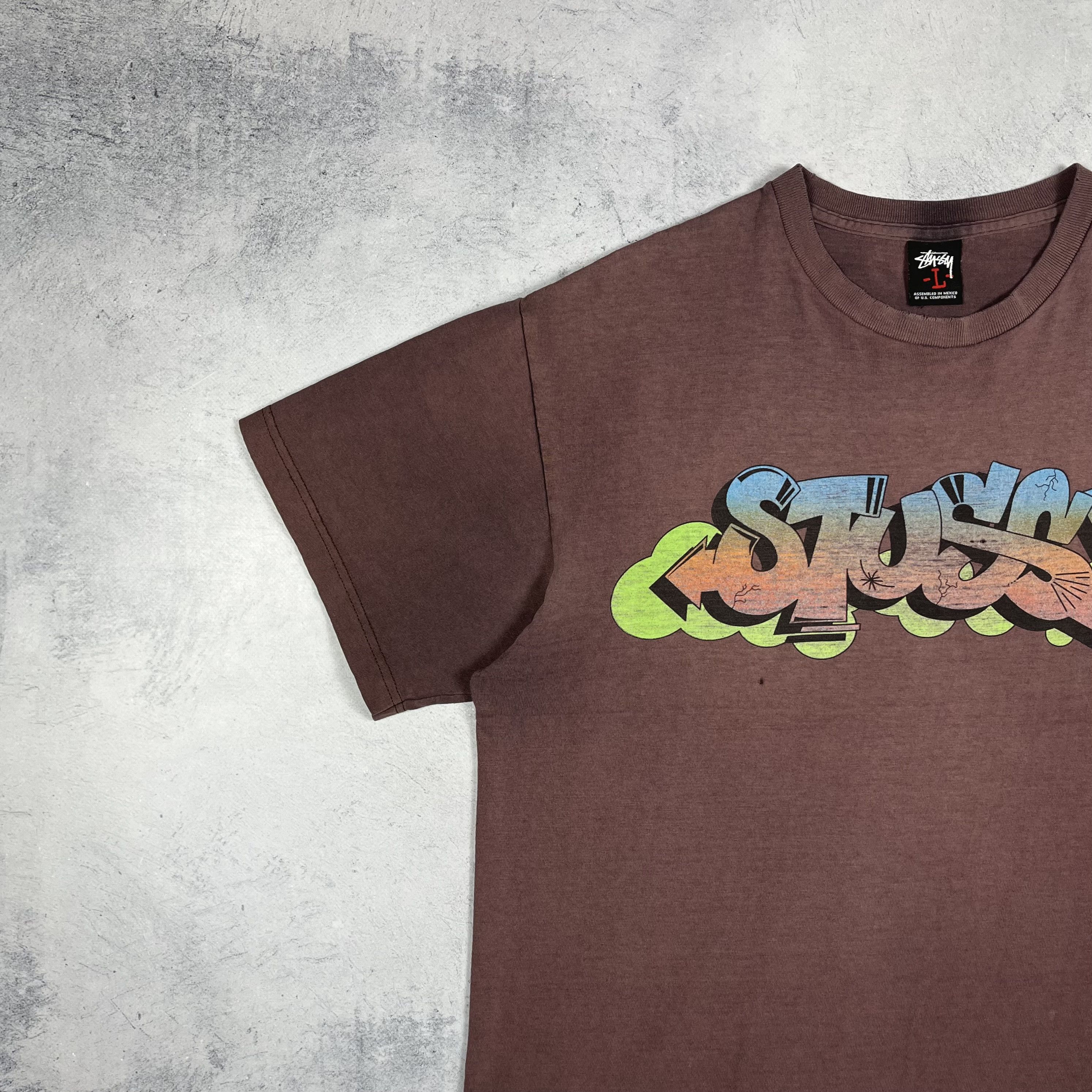 Stussy Vintage Stussy Graffiti Sunfaded Brown T Shirt 2000’s Size US L / EU 52-54 / 3 - 5 Thumbnail