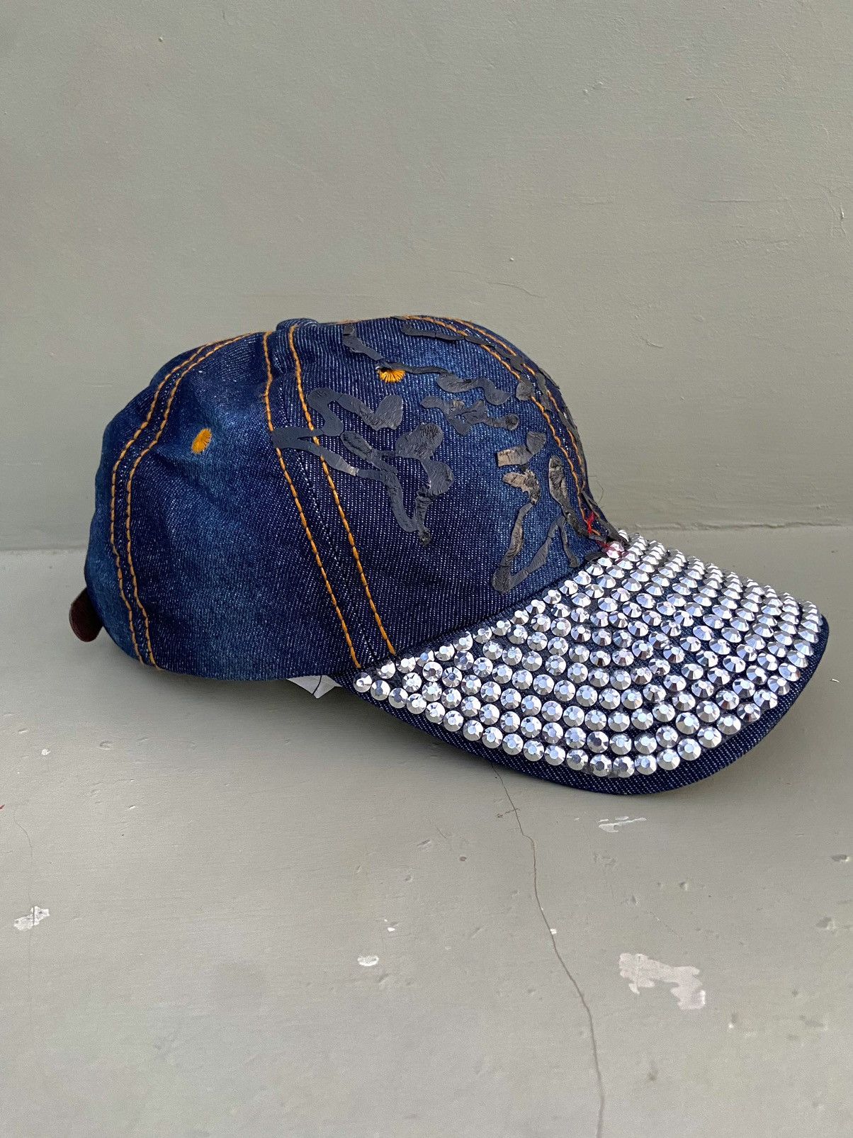 If Six Was Nine 2000s zircon studded denim washed cap Size ONE SIZE - 5 Thumbnail