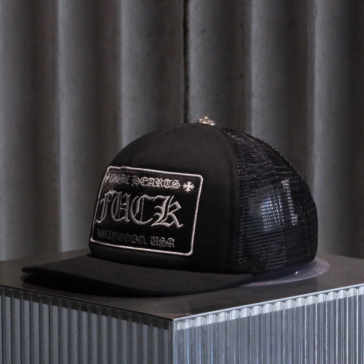 Chrome Hearts TRUCKER CAP - FUCK HOLLYWOOD PATCH/BLACK Size ONE SIZE - 4 Thumbnail