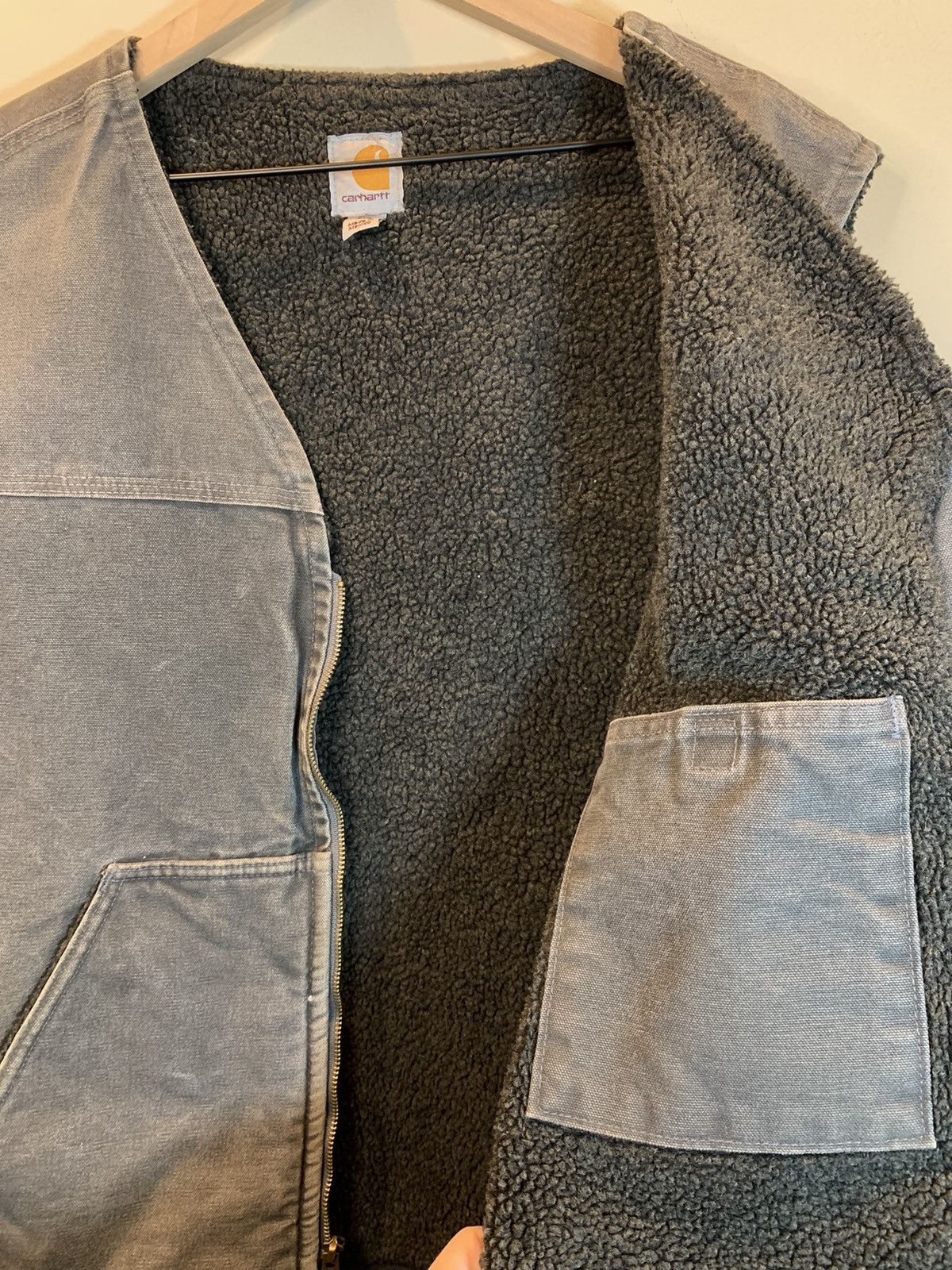Carhartt × Designer *RARE* Carhartt Smoky Faded Fleece Lined Denim Work Vest 2XL Size US XXL / EU 58 / 5 - 6 Thumbnail