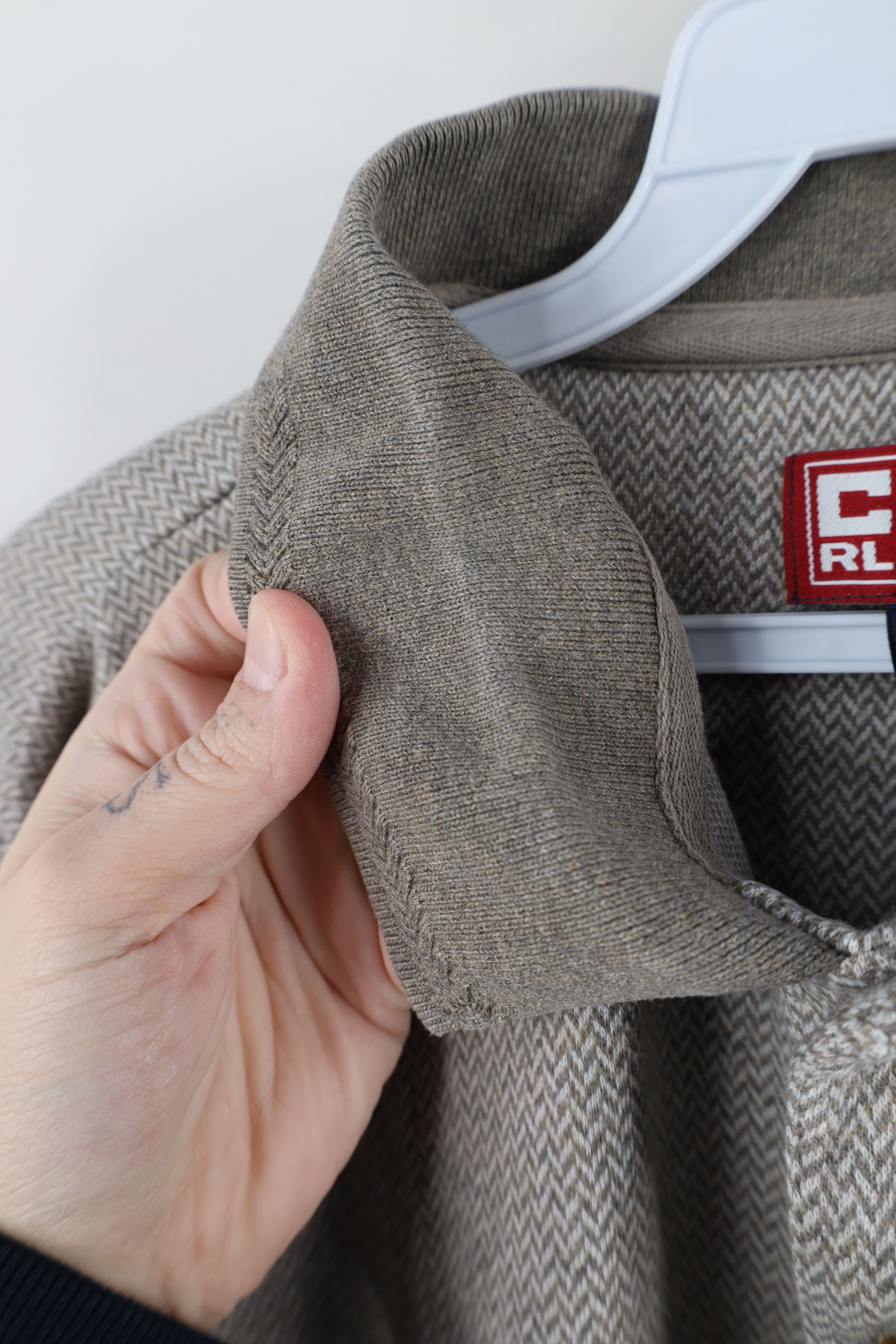 Ralph Lauren × Vintage Vintage 90s Chaps Ralph Lauren Herringbone Long Sleeve Polo Size US XL / EU 56 / 4 - 6 Thumbnail