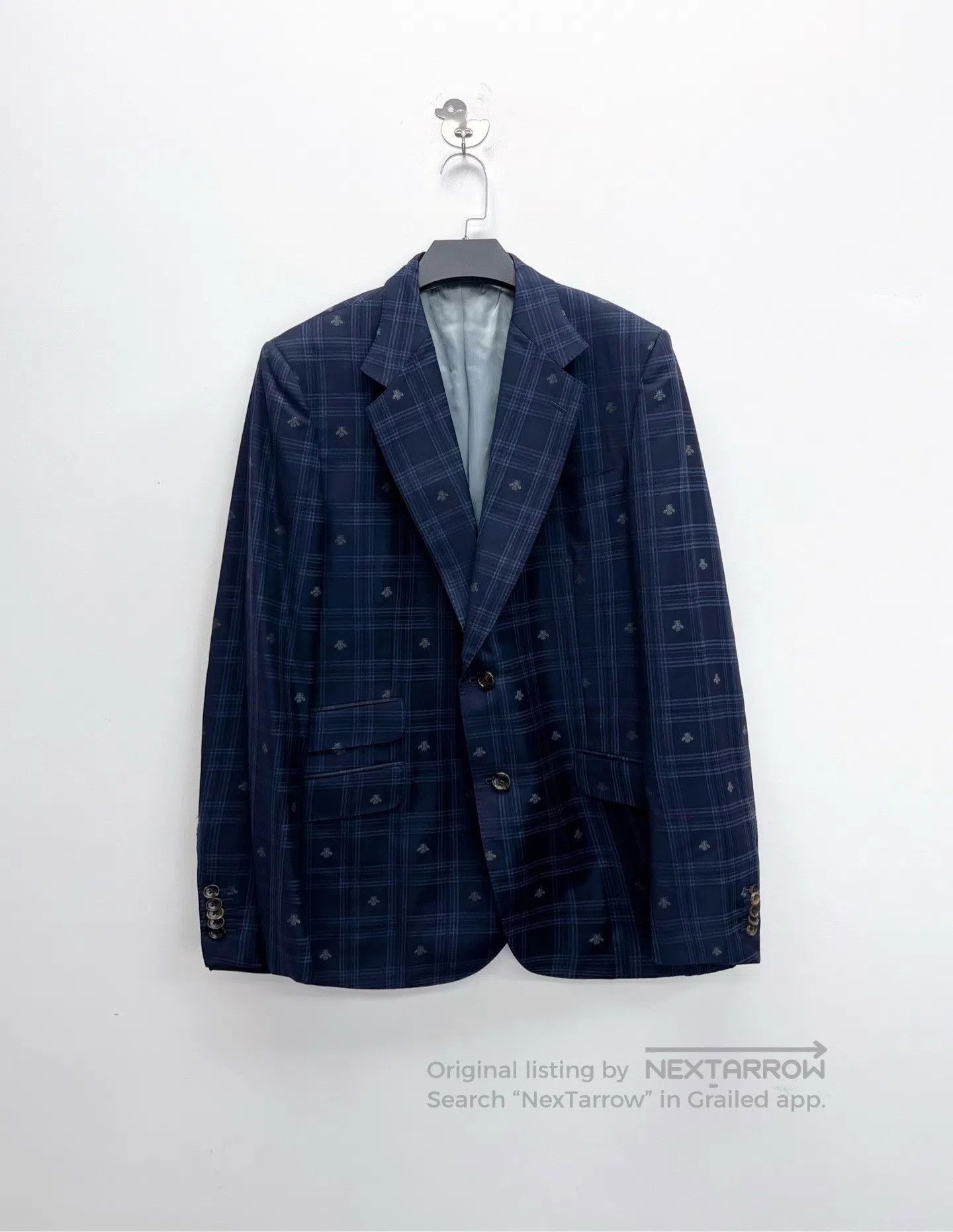 Gucci Guicci Plaid Bee Full-Print Logo Big Pocket Single-Breaste Size US XL / EU 56 / 4 - 1 Thumbnail