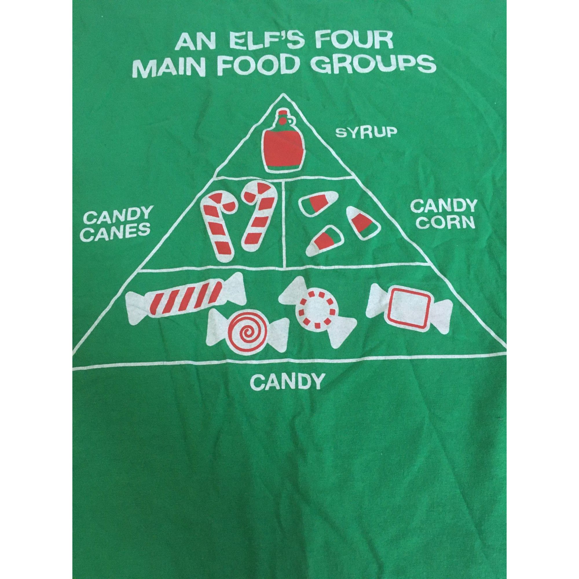 Other The Elf Movie Christmas Elf's 4 Main Food Groups Green T-Shi Size M / US 6-8 / IT 42-44 - 3 Thumbnail