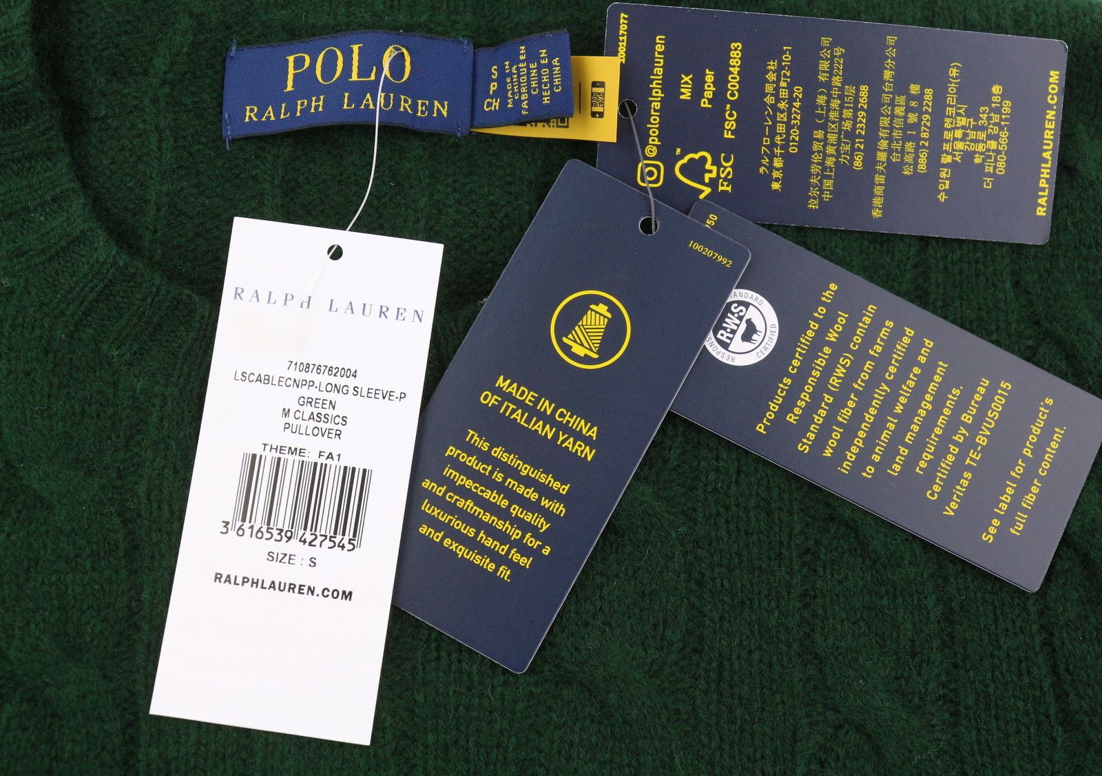 Ralph Lauren Dark Green S Wool Cashmere Tight Knit Pullover 86925 Size US S / EU 44-46 / 1 - 7 Thumbnail