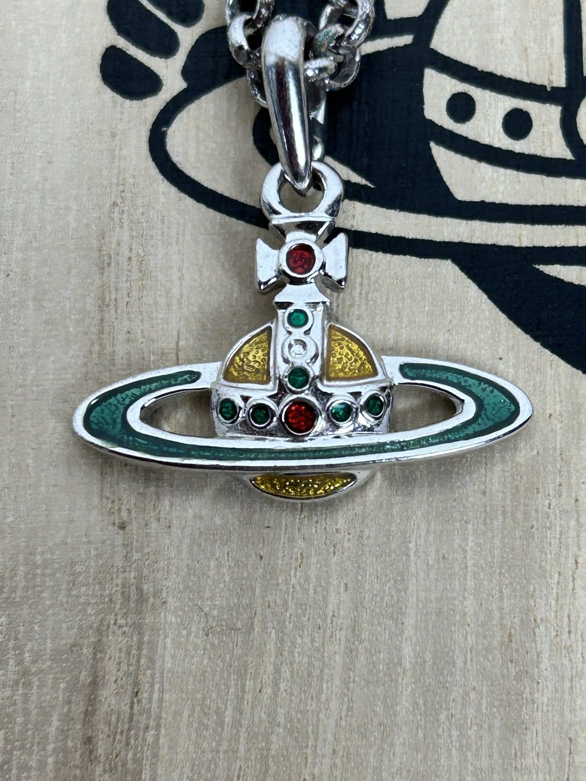 Vivienne Westwood 90s Vivienne Westwood Enamel Orb Necklace Pendant Silver Size ONE SIZE - 1 Thumbnail