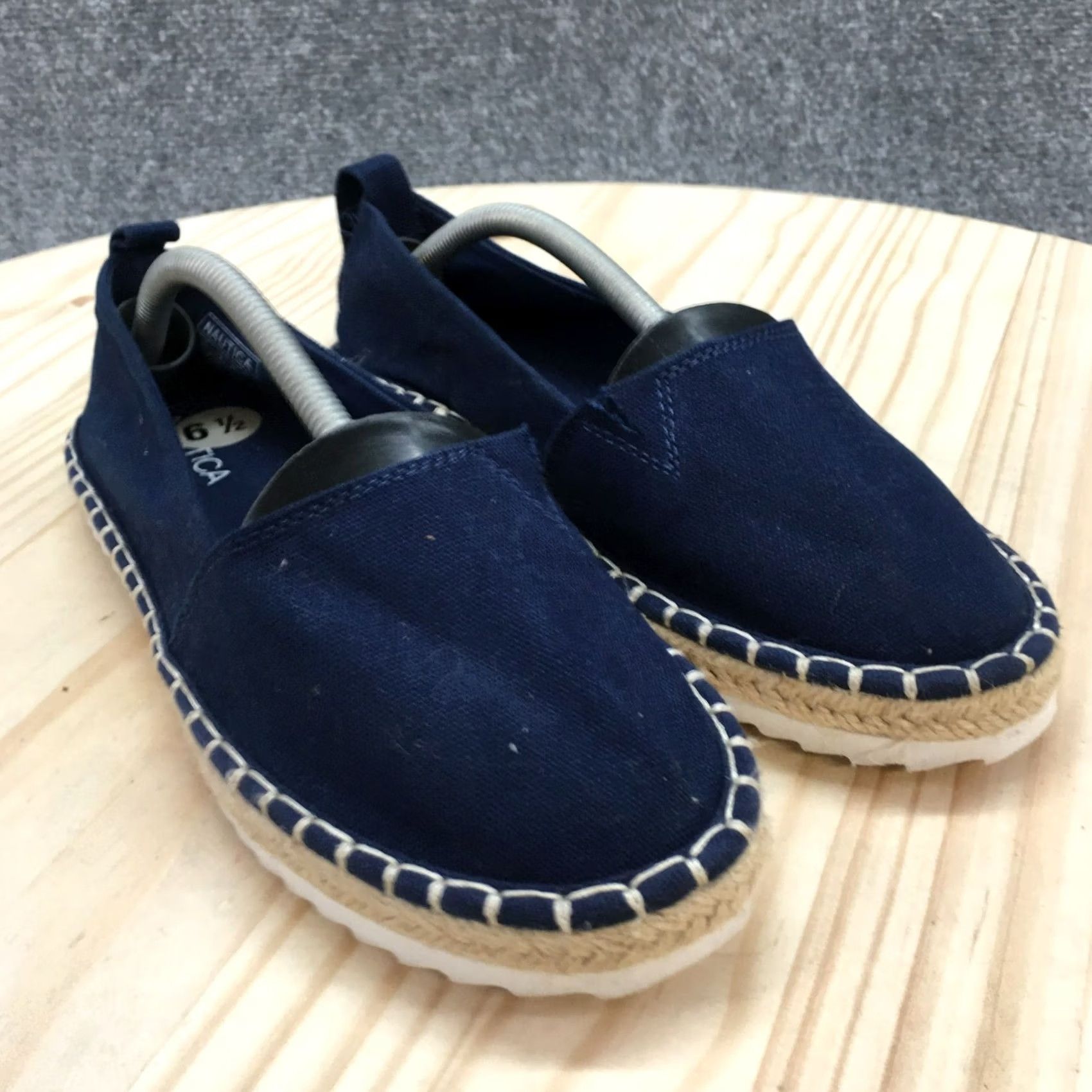 Nautica Nautica Shoes Womens Slip On Espadrilles Blue Comfort Round Toe Low Top - Casual - Size 6.5 US - Canvas Flat Rubber Sole - 37 EU - M Width Size M / US 6-8 / IT 42-44 - 3 Thumbnail