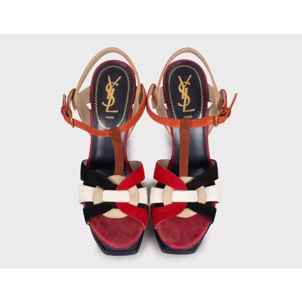 Saint Laurent Paris Saint Laurent Two-Tone Suede Sandals - Size 38 Size US 7 / IT 37 - 2 Thumbnail
