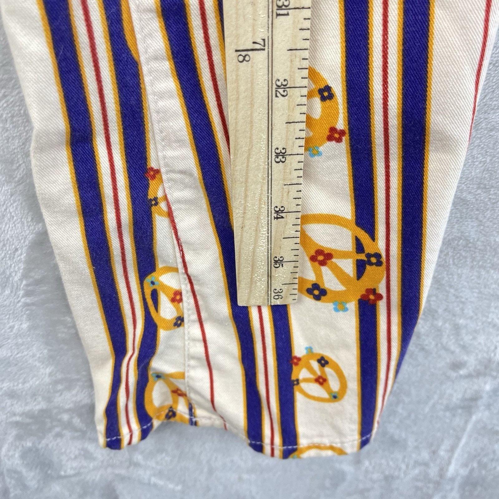 Other Rare Vtg 90s Chipie French Designer Flare Pants Peace Sign Size US 30 / EU 46 - 17 Thumbnail