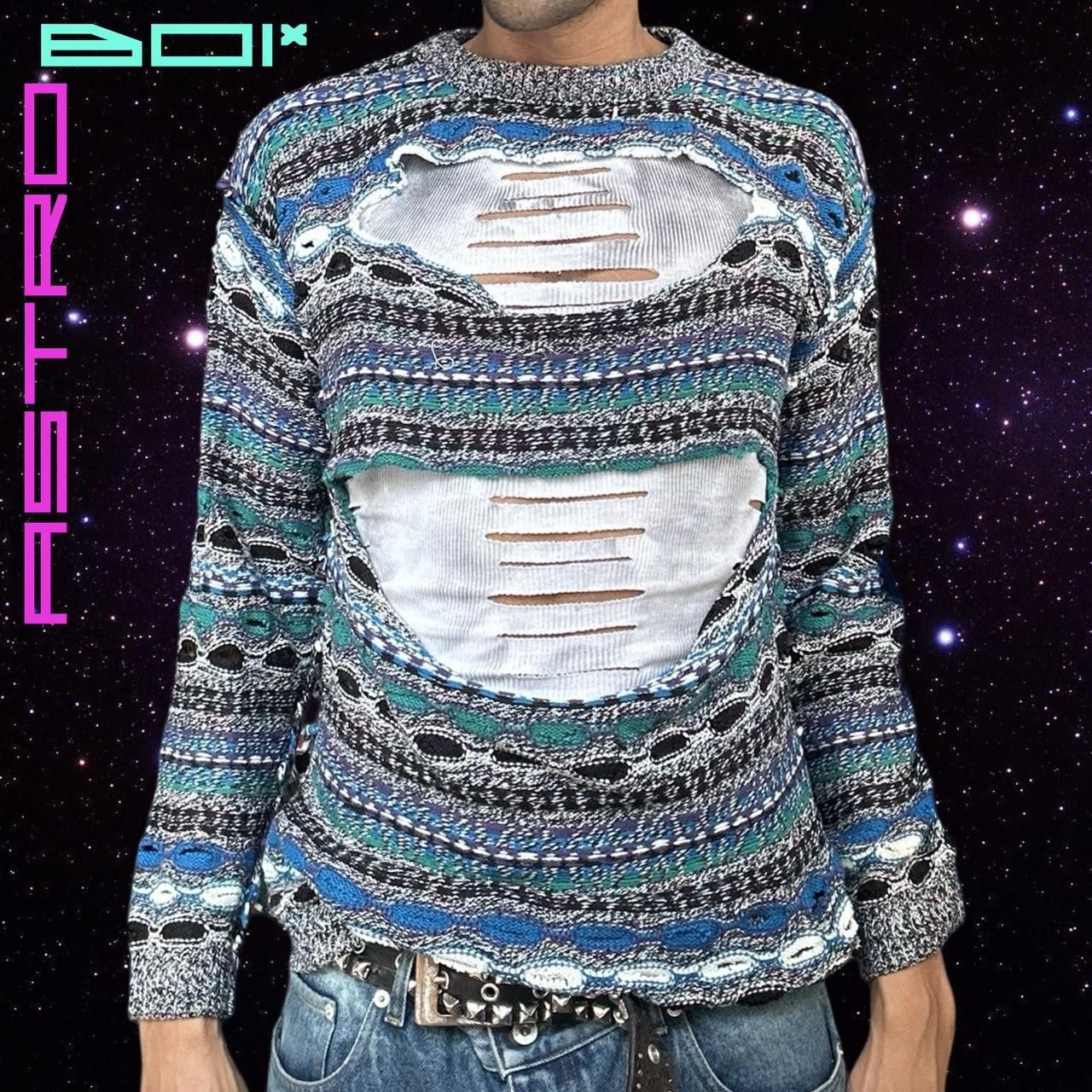 Other ASTROBOI* Black Cut Out Coogi Knit Sweater - Medium Size US M / EU 48-50 / 2 - 2 Thumbnail