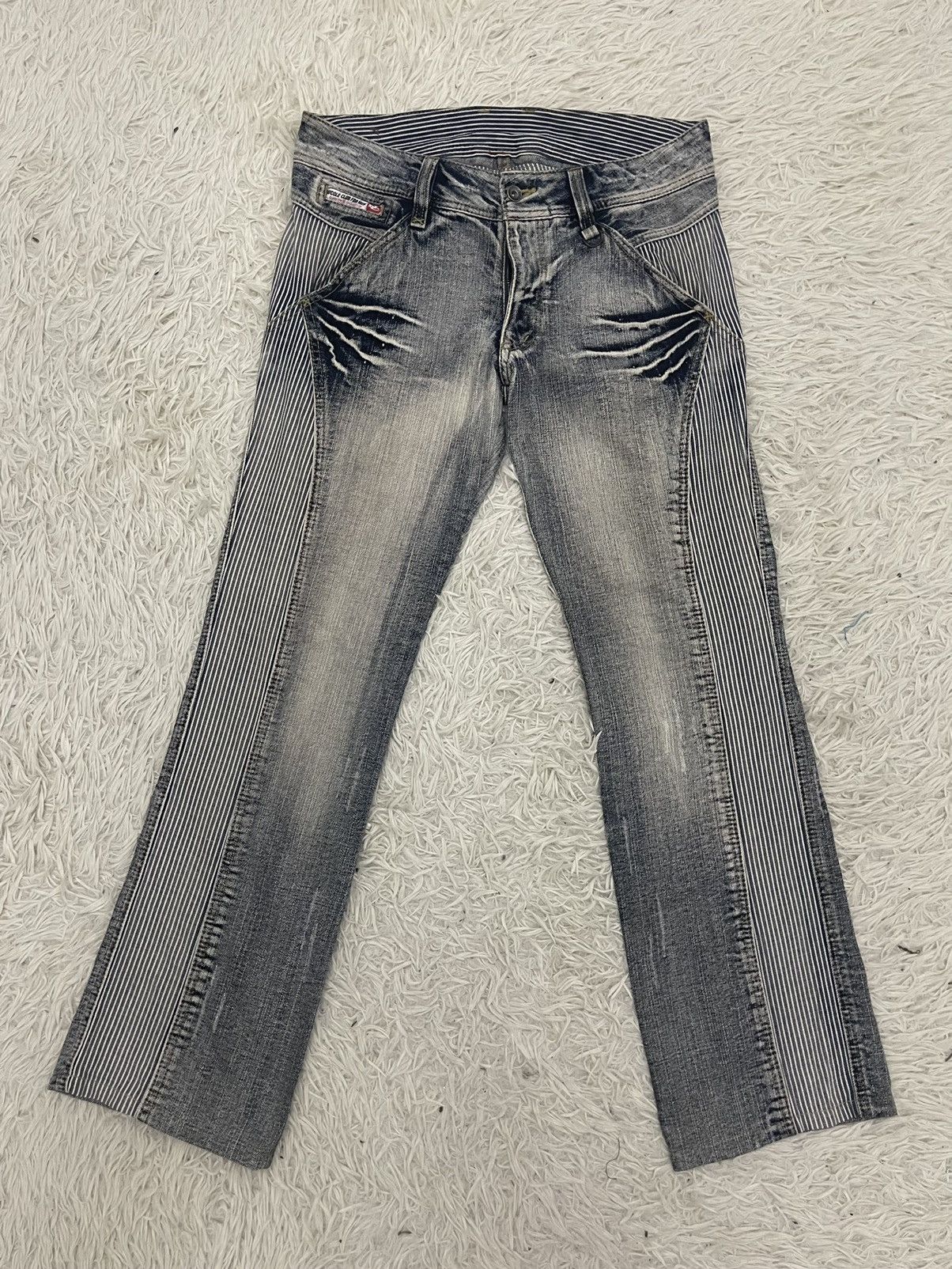 Japanese Brand Flare Jeans NICOLE CLUB For Men Skull Hands Design Size US 30 / EU 46 - 1 Thumbnail