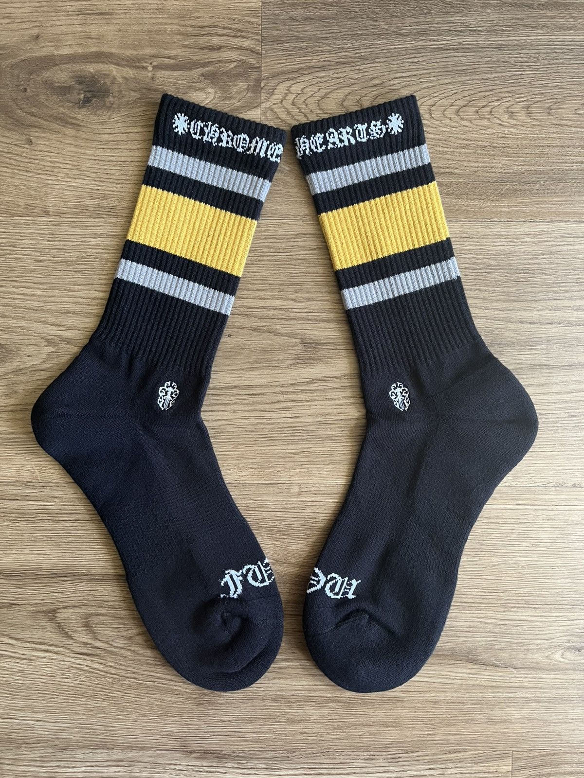 Chrome Hearts Chrome Hearts Sports Socks Black Yellow Size Medium