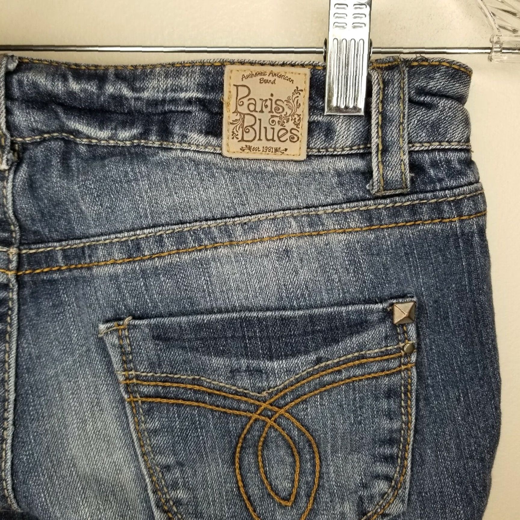 Vintage Paris Blues Capri Jeans Womens Size 7 Dark Blue Distressed Denim Size 28" / US 6 / IT 42 - 7 Thumbnail