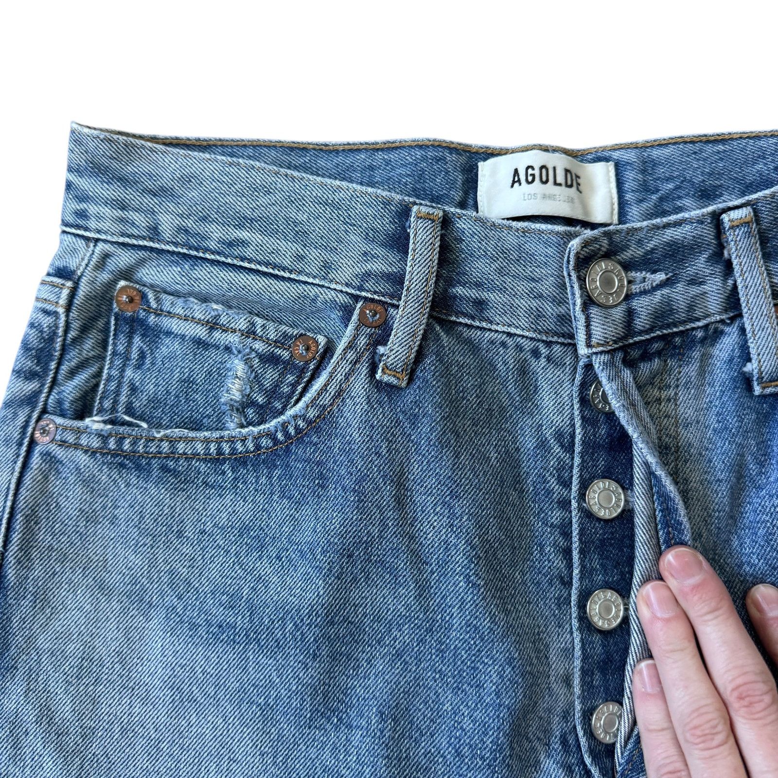 Agolde AGOLDE Riley High Rise Straight Crop Jean Distressed Size 26" / US 2 / IT 38 - 6 Thumbnail