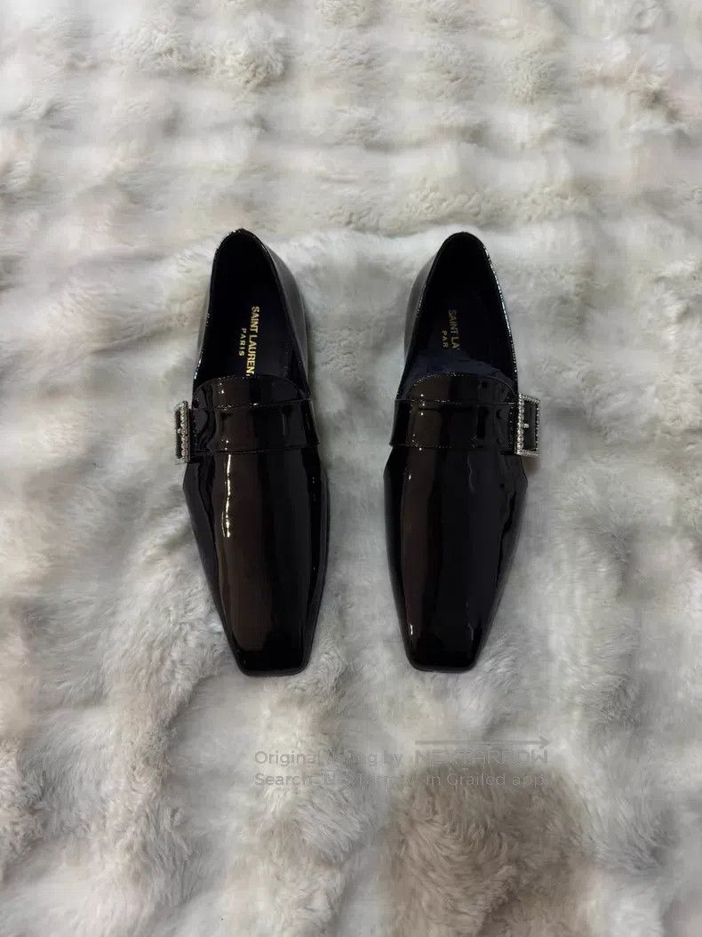 Saint Laurent Paris Saint Laurent Paris Crystal Buckle Loafers Leather Shoes Size US 7 / EU 40 - 1 Thumbnail