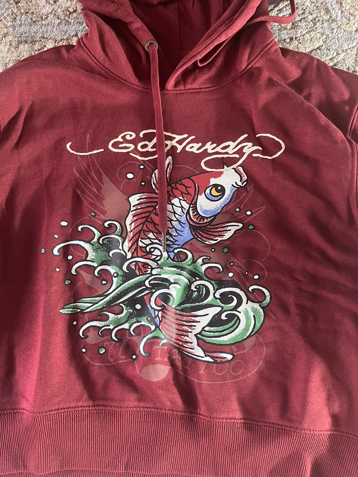 Ed Hardy KOI WINE WOMENS GRAPHIC CROPPED HOODIE M Size M / US 6-8 / IT 42-44 - 2 Thumbnail