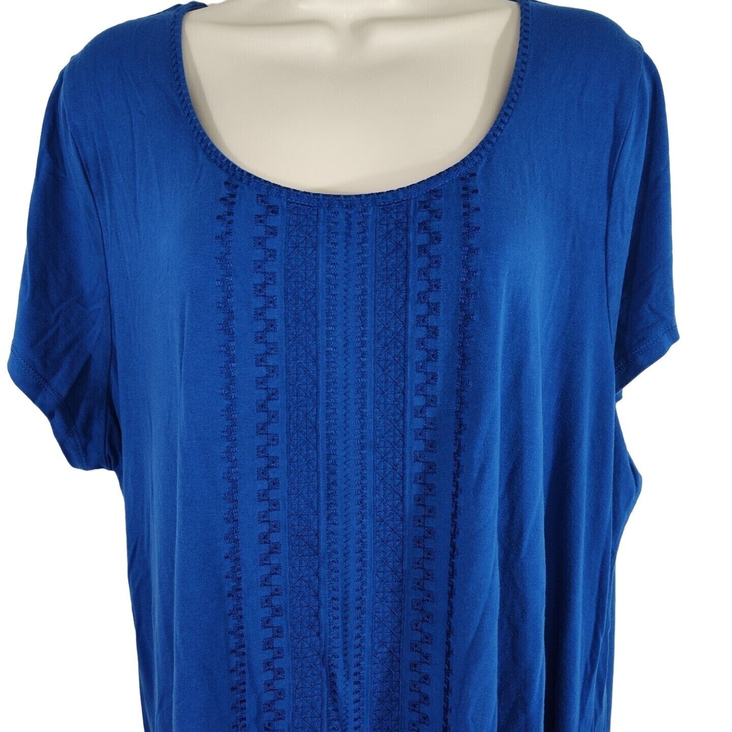 Adrianna Papell Adrianna Papell Blue Tunic Top Embroidered Women Size 3X Size 3XL / US 20-22 - 2 Thumbnail