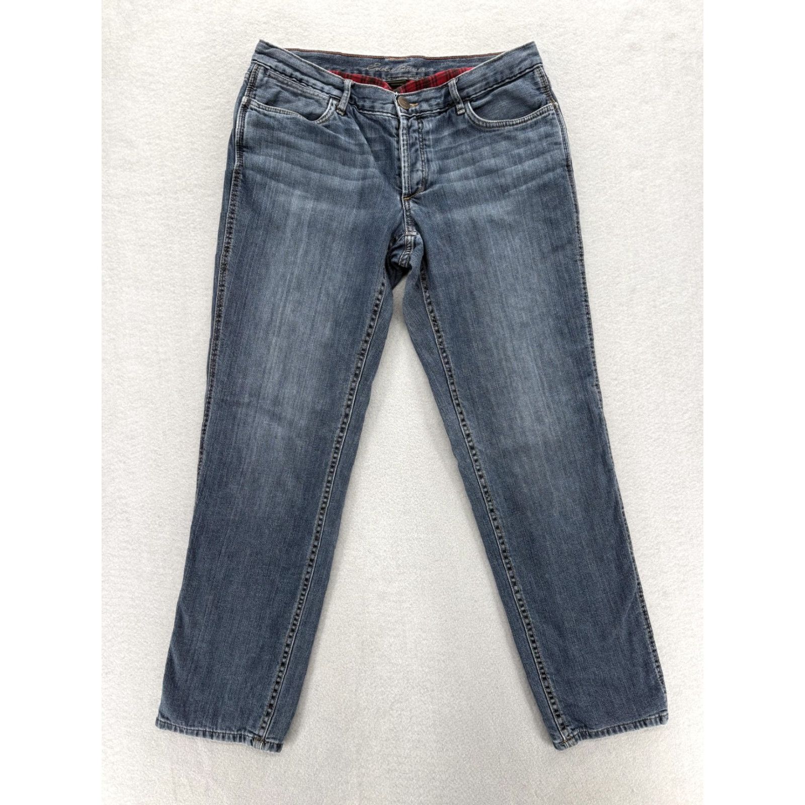 Eddie Bauer Eddie Bauer Jeans Womens 8 Flannel Lined Straight Mid Rise Button Fly Blue Denim 5-Pocket Size 30" / US 8 / IT 44 - 2 Thumbnail
