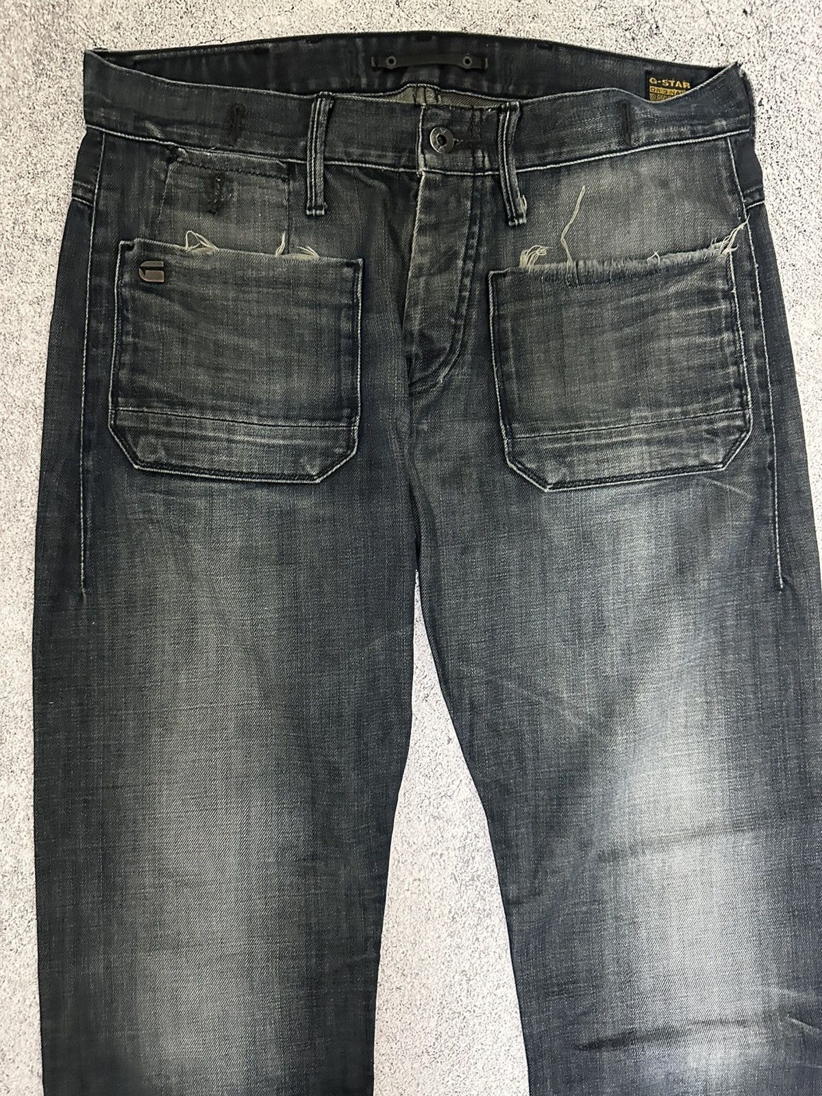 G-Star G-Star Dark Denim Jeans Distressed Multipocket Fit Y2K Logo Size US 34 / EU 50 - 3 Thumbnail
